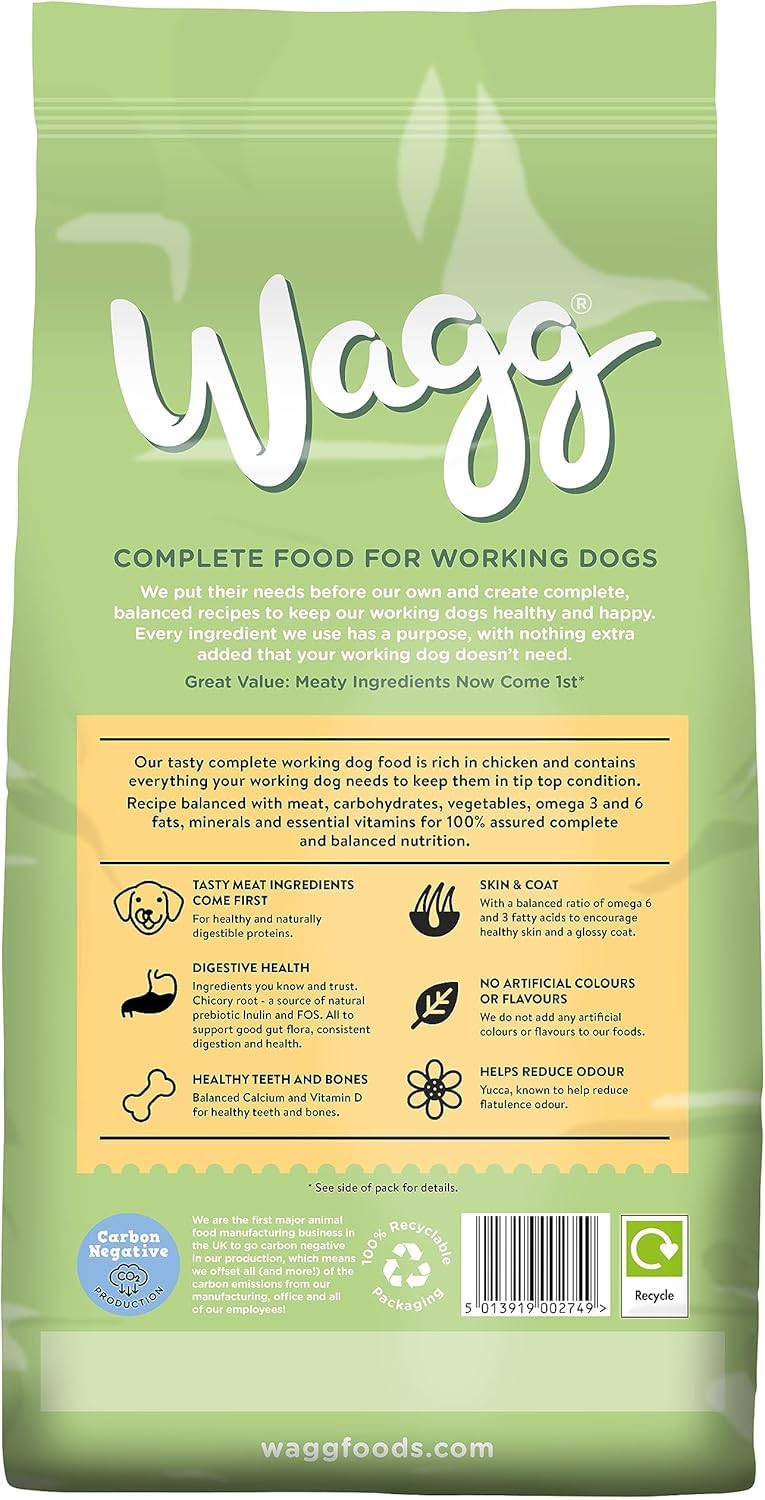Wagg Active Goodness Complete Dry Adult Dog Food Beef & Veg 12kg - For All Active Working Dog Breeds