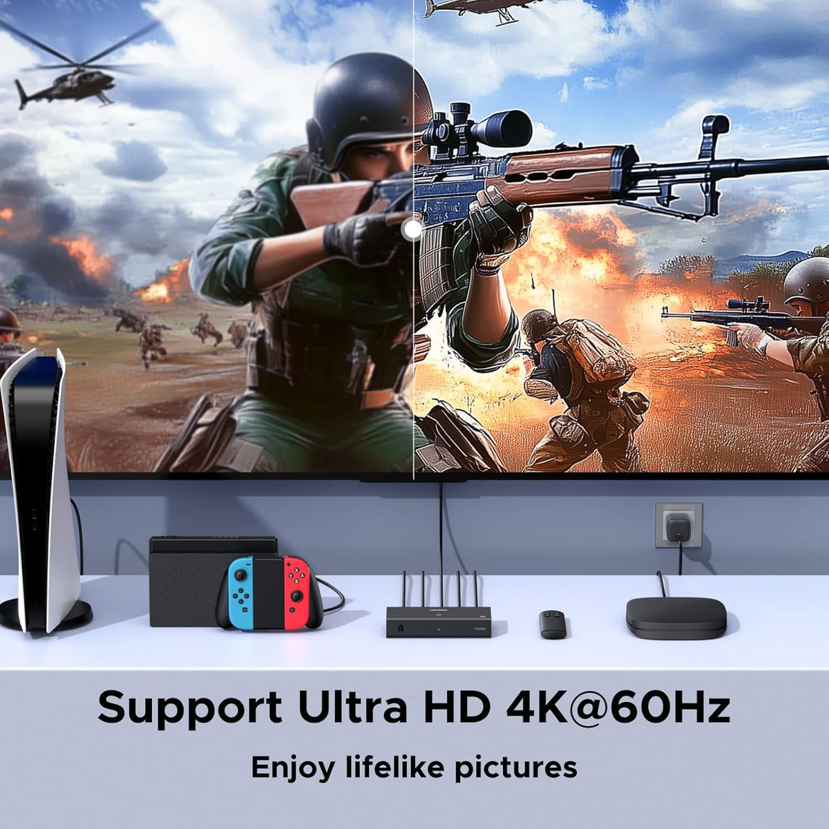 UGREEN HDMI Switch 3 in 1 Out, 4K@60Hz HDMI Splitter with Remote