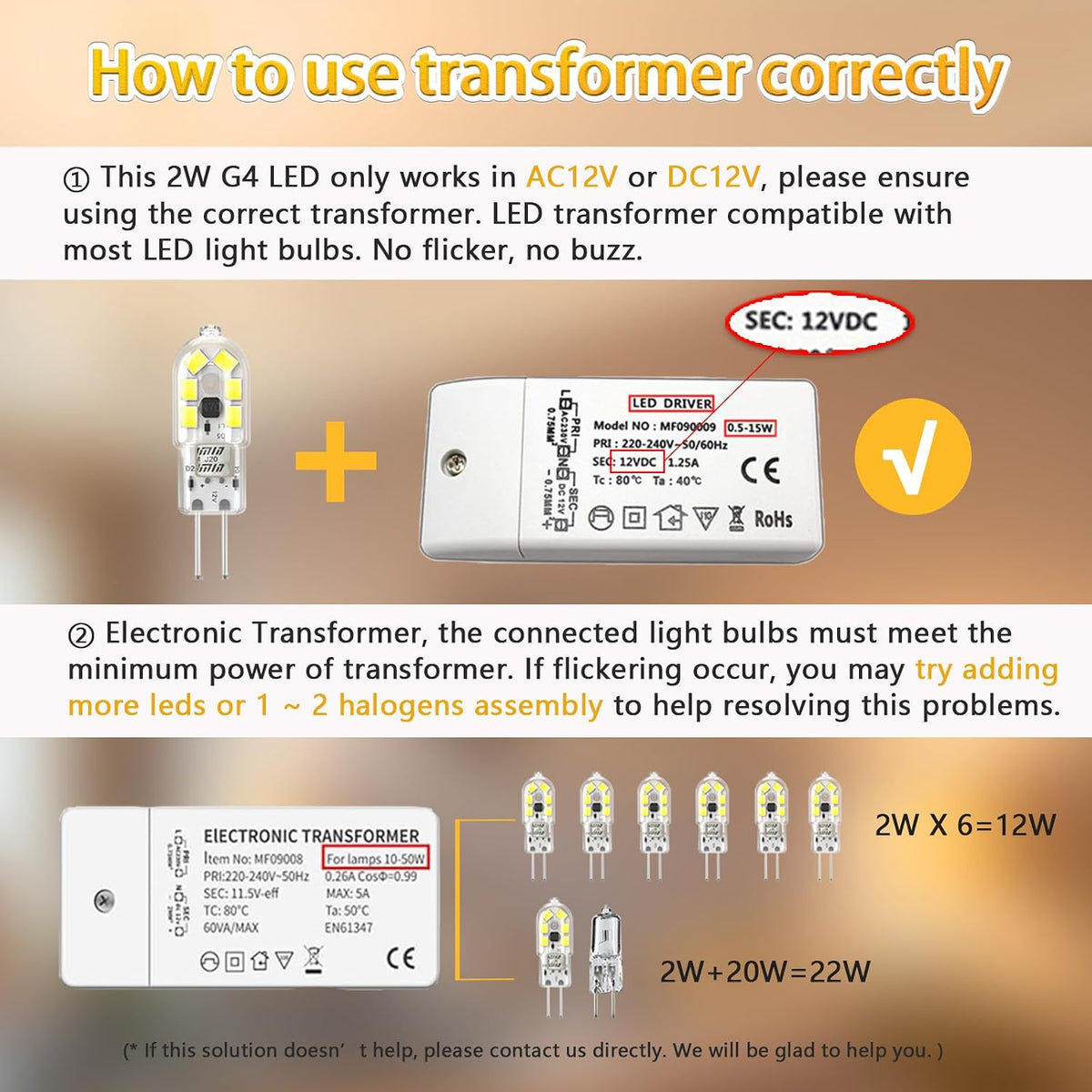 2W G4 LED Bulbs Warm White 3000K, Replacement 20W Halogen Bulb, Non Flicker AC/DC 12V Energy Saving G4 LED Capsule Light Bulbs, Non-Dimmable, 10 Pack