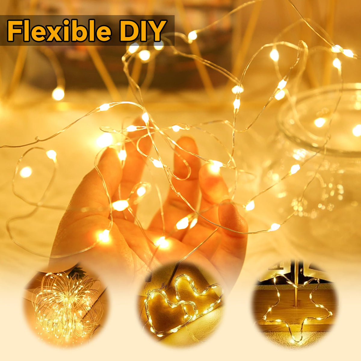 60LED 6m Fairy Lights Battery Operated, Battery Powered String Light Indoor