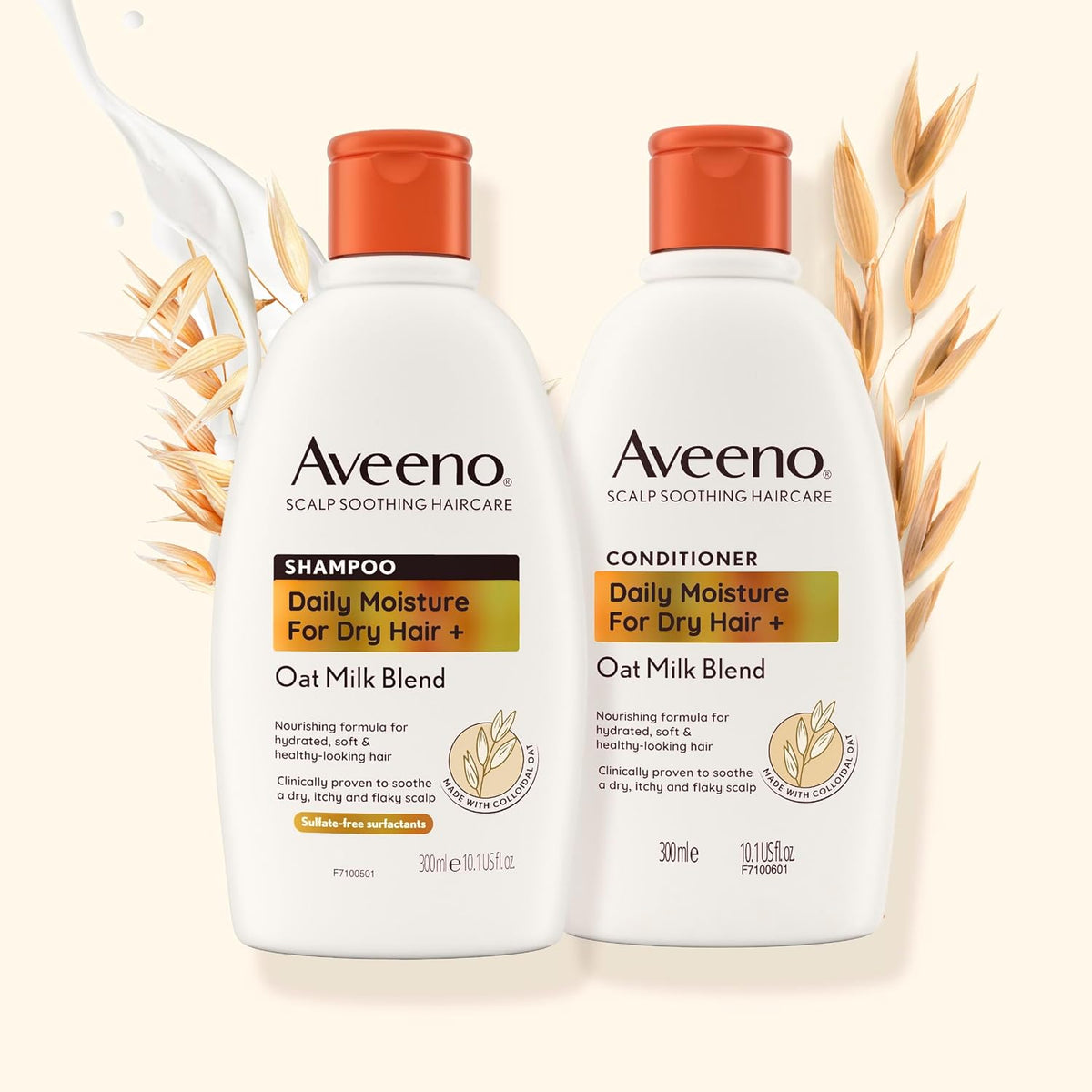 Aveeno Scalp Soothing Haircare Daily Moisture Conditioner, Oat Milk Blend, for Dry Hair, Soothes Dry, Itchy & Flaky Scalp, Clinically Proven, Sulfate Free, 300ml