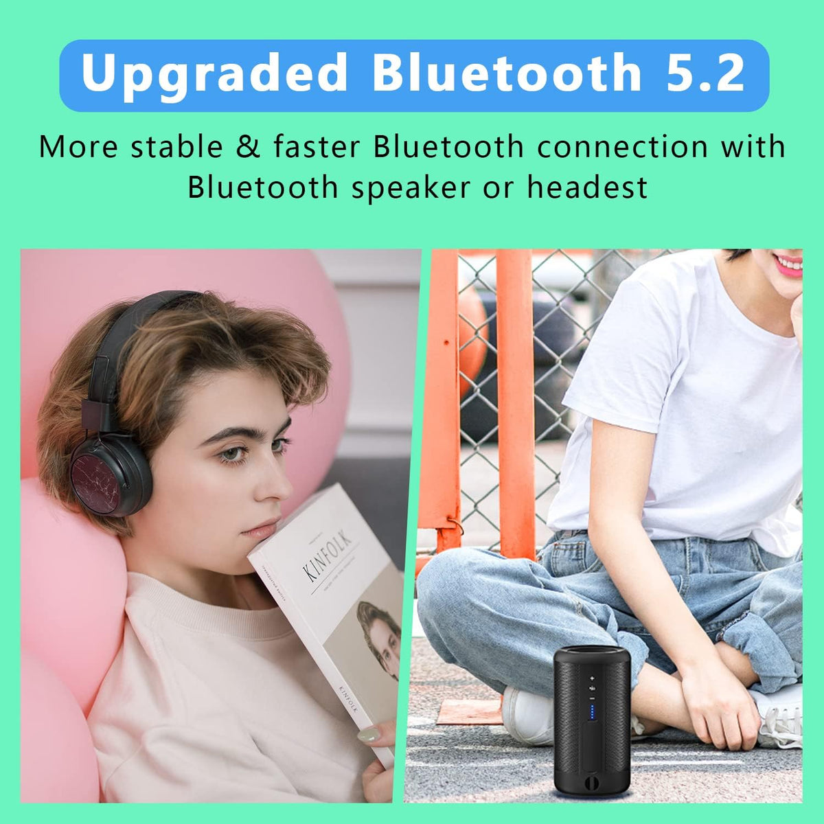 64GB MP3 Player with Bluetooth 5.2, AiMoonsa Music Player with Built-in HD Speaker, FM Radio, Voice Recorder, HiFi Sound, E-Book Function, Earphones Included