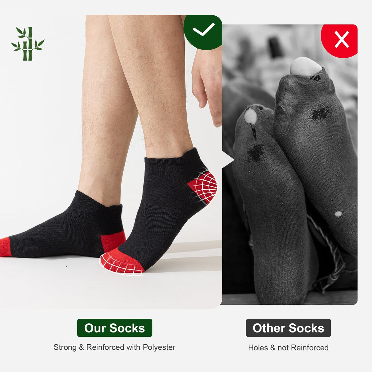 Niorasen Bamboo Trainer Socks for Men & Women, 6 Pairs, Low Cut