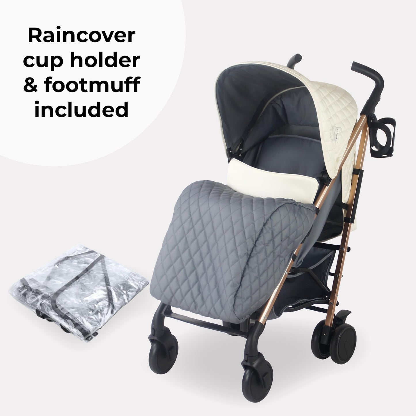 My Babiie MB51 Stroller – from Birth to 4 Years (22kg), Lightweight, Umbrella Fold, Travel Buggy for Toddlers, Pushchair Includes Footmuff, Cup Holder, Rain Cover - Blush Pink