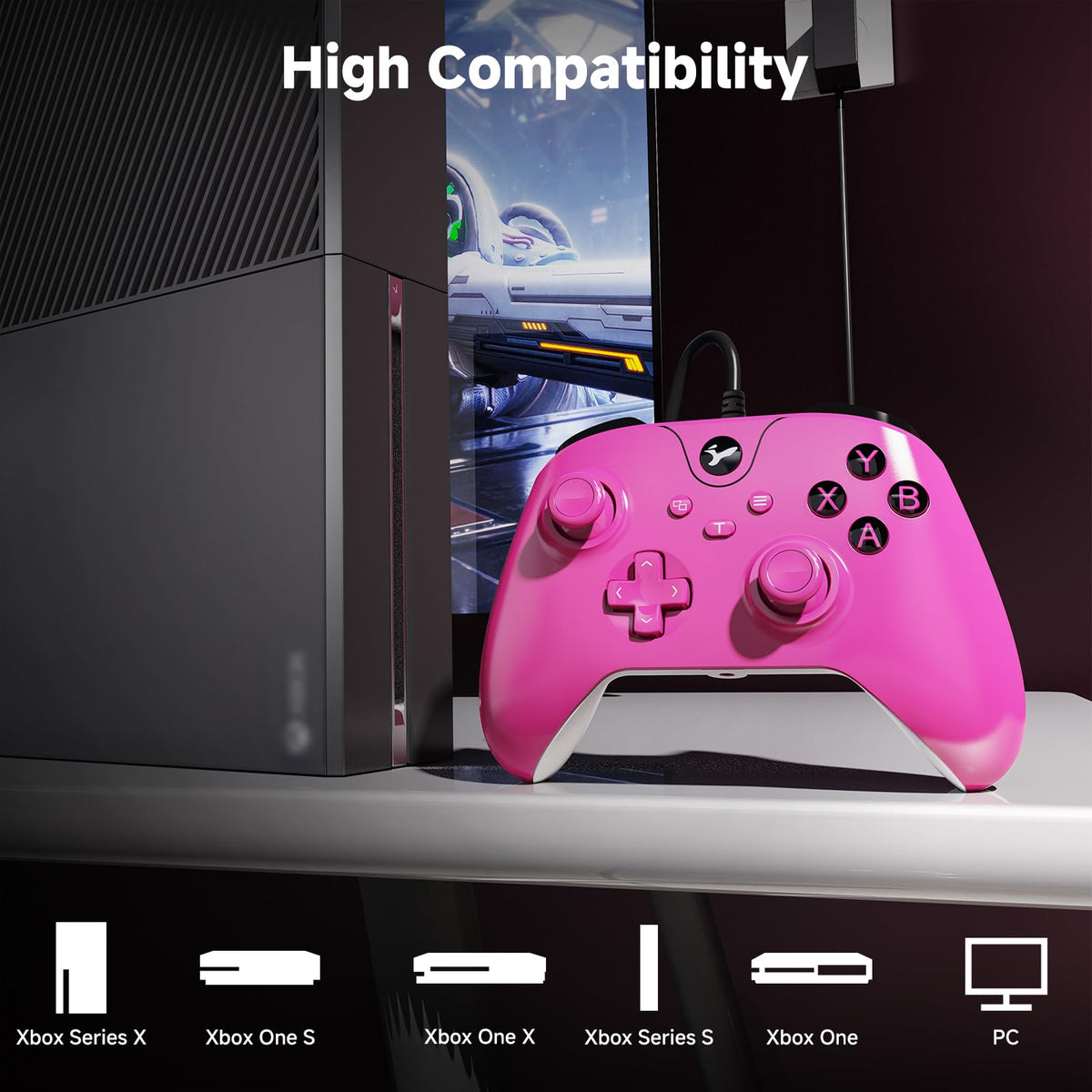 YCCTEAM Wired Controller for Xbox One, Wired Xbox one USB Gamepad Controller Compatible with Xbox One/S/X/PC Windows 10/11 with 3.5mm Headset Audio Jack (black)