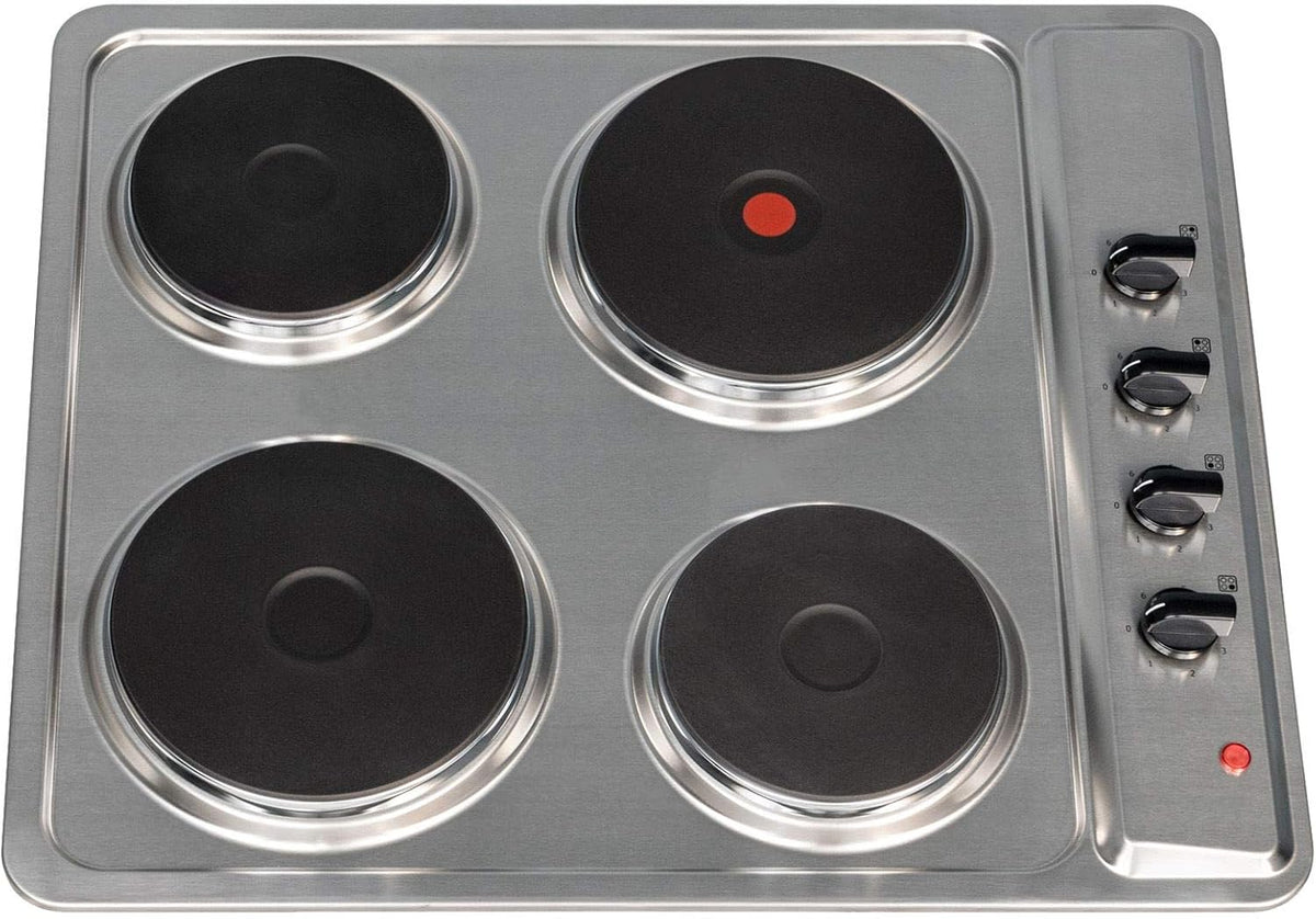 SIA 60cm Electric Hob, Stainless Steel, Solid Plate, 4 Zone, PHP601SS