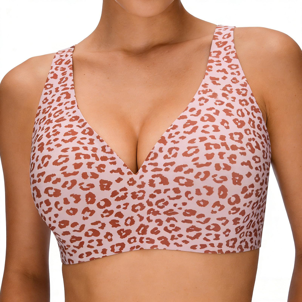 Seamless Jelly Bra,Full Cup Leopard Print Bra Comfort Sleep Jelly Push Up Bra Seamless No Under Wireless Bras for Women UK Everyday T Shirt Bras