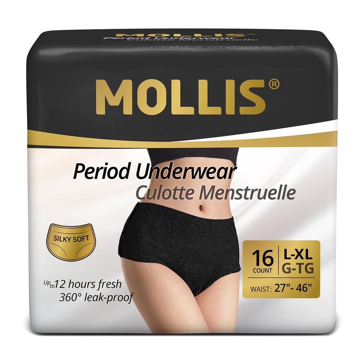 MOLLIS Disposable Period Pants Heavy Flow, Postpartum Underwear L/XL 8 Ct