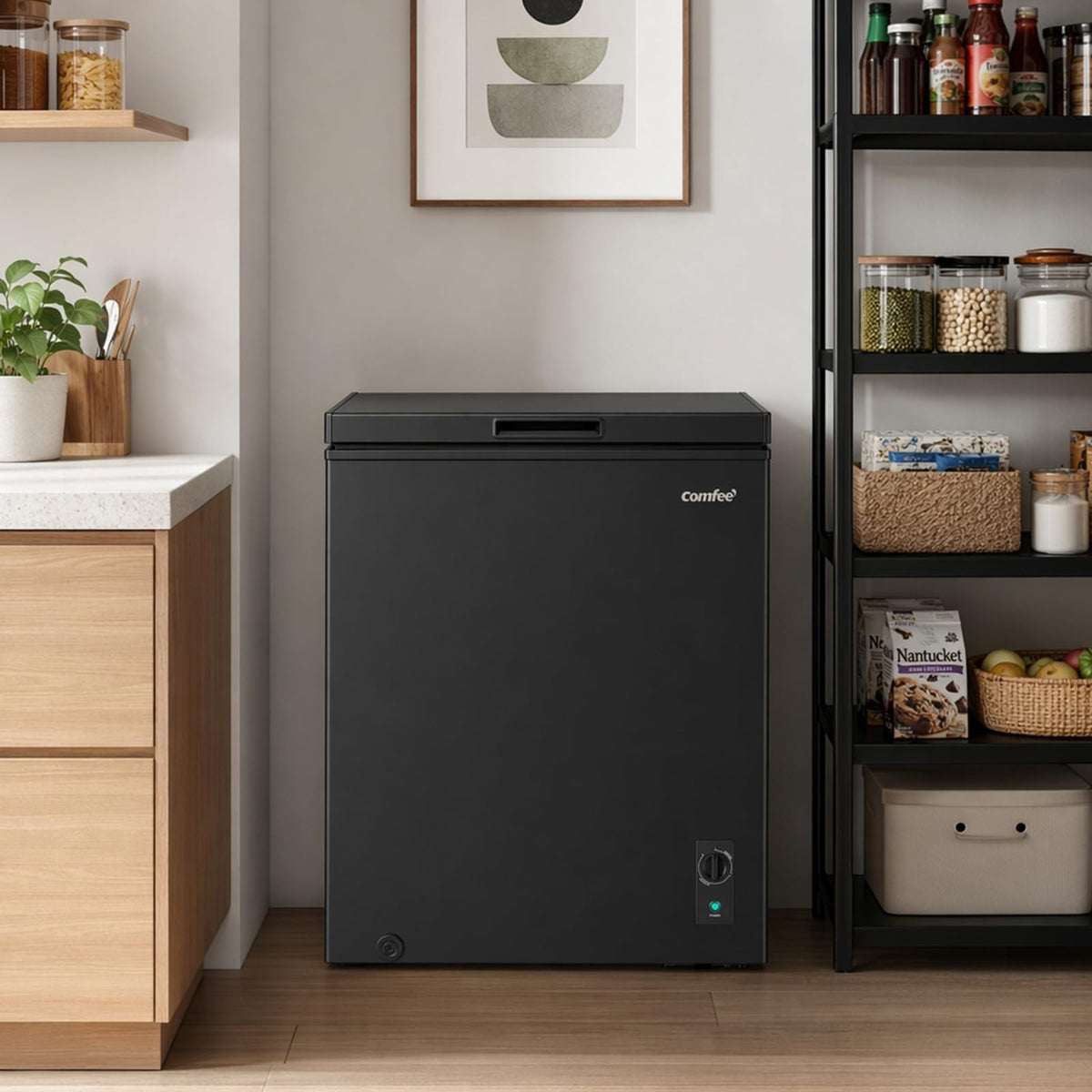 COMFEE' 99L Chest Freezer, Convertible Refrigeration Mode, RCC102BL2UK(E)