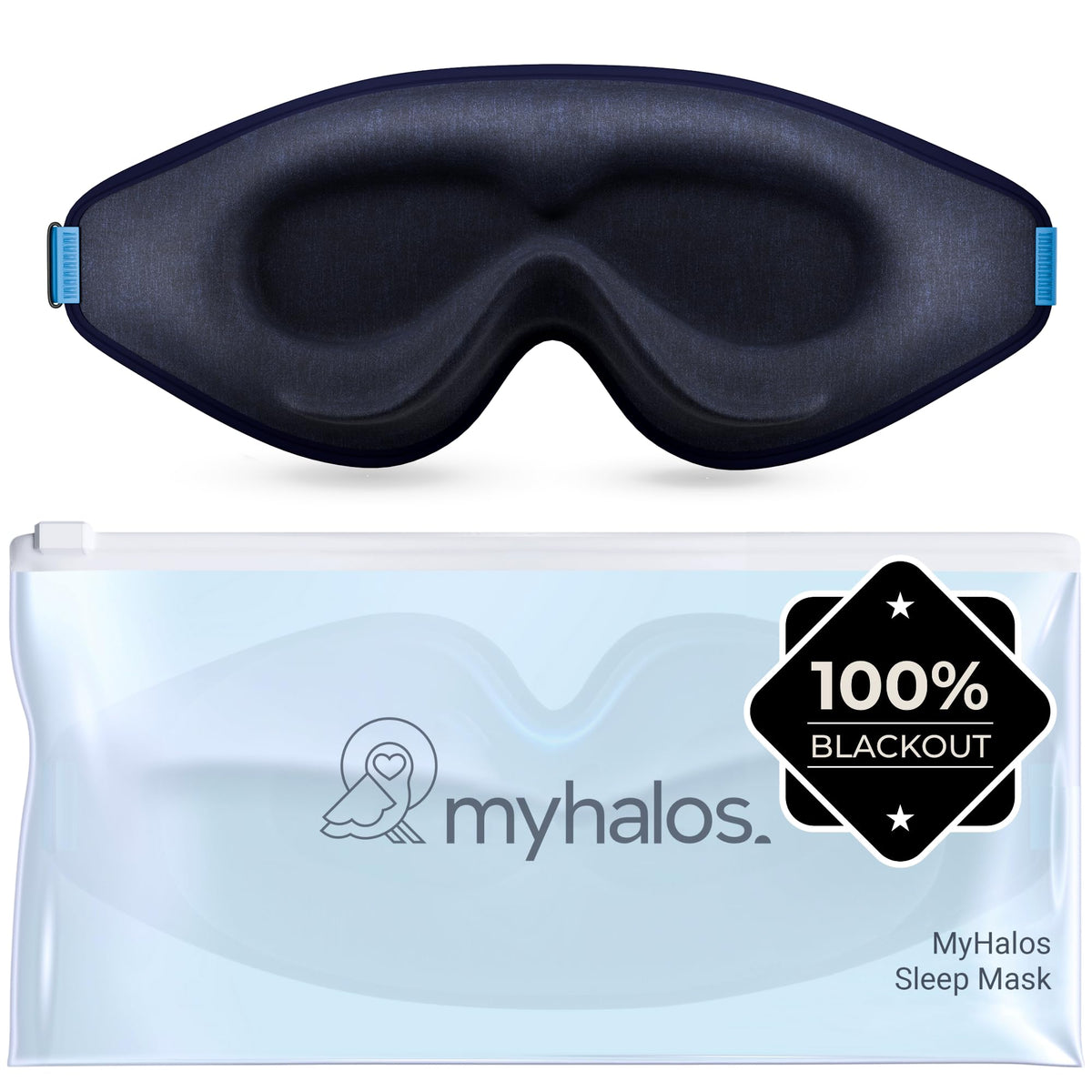 MyHalos Blackout Sleep Mask, Eye Mask for Sleeping, Zero Pressure, Travel