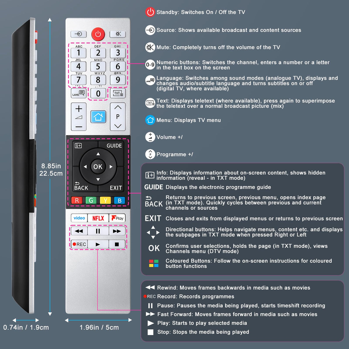 Universal-for-Samsung-Smart-TV-Remote, for Samsung Curved Qled Frame 4K TV