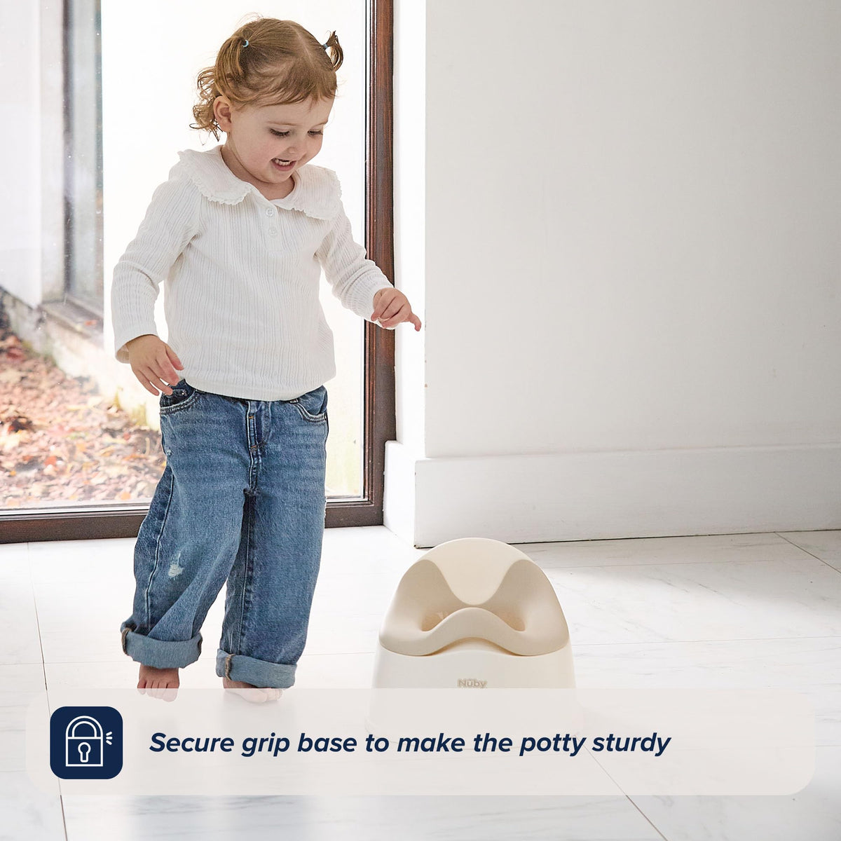 Nuby Beginner's Potty Training Seat with Removable Bowl and Integrated Splash Guard, Fun Transition to The Big Toilet, Non-Slip Base, Gray
