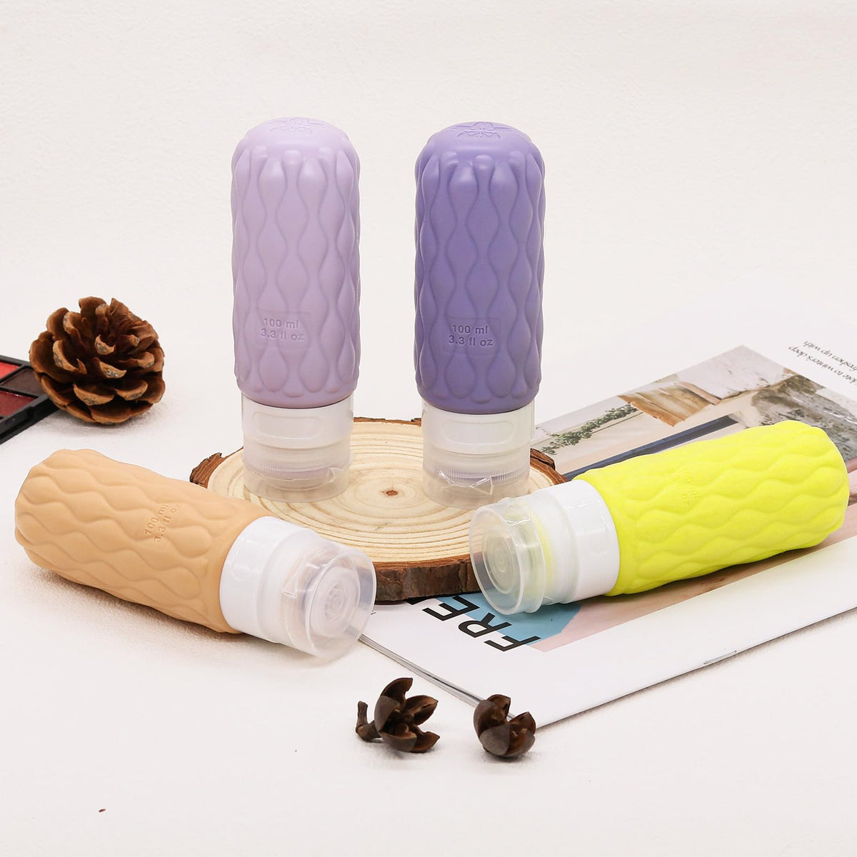 100ml Silicone Travel Bottles for Toiletries for Shampoo and Conditioner