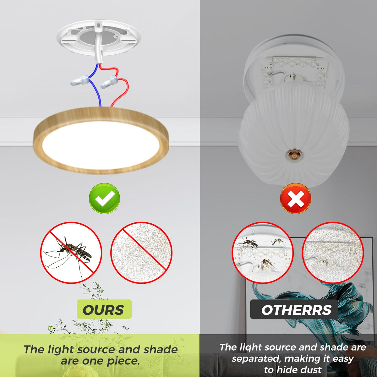 hepside Bathroom Light, 3000K/4000K/6500K 3 Color Temperature LED Ceiling Light, 15W 1500LM, Waterproof, Round, Small, Modern, Flush Ceiling Light for Bathroom, Kitchen, Bedroom, Black