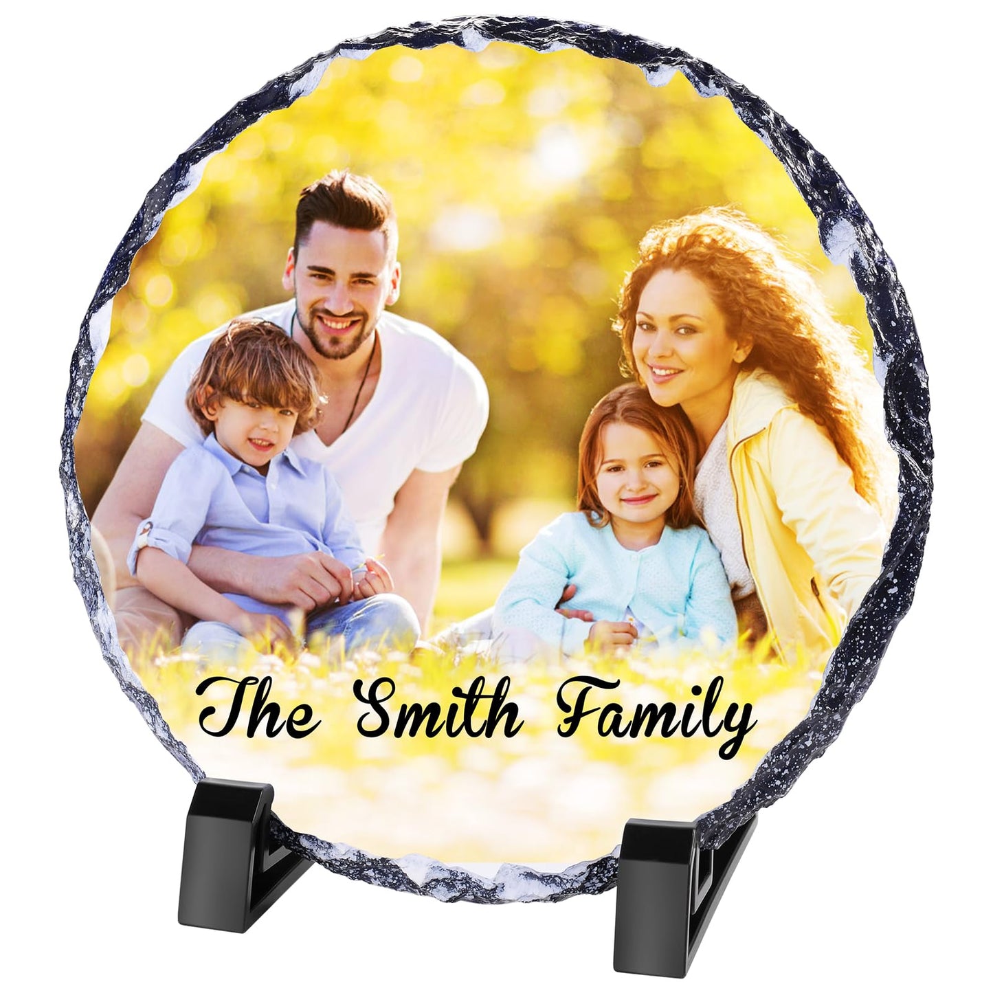 Personalised Memorial Plaque, Custom Rock Slate Frame with Photo Text, Customised Memorial Gifts for Loss of Loved One, Cemetery Decorations for Grave
