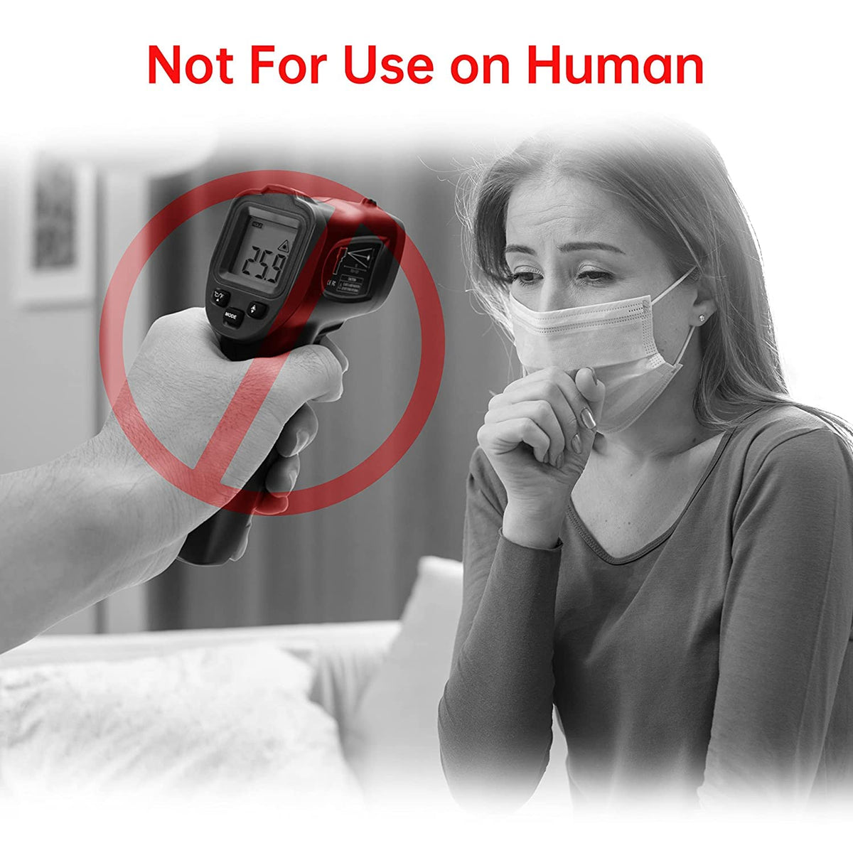 ERICKHILL Infrared Thermometer -50℃~550℃ With -50~260℃ Meat Thermometer, Non-Contact Laser Thermometer Gun LCD Backlit Digital Display Adjustable Emissivity - for Vehicle Repair/Cooking/BBQ/Freezer