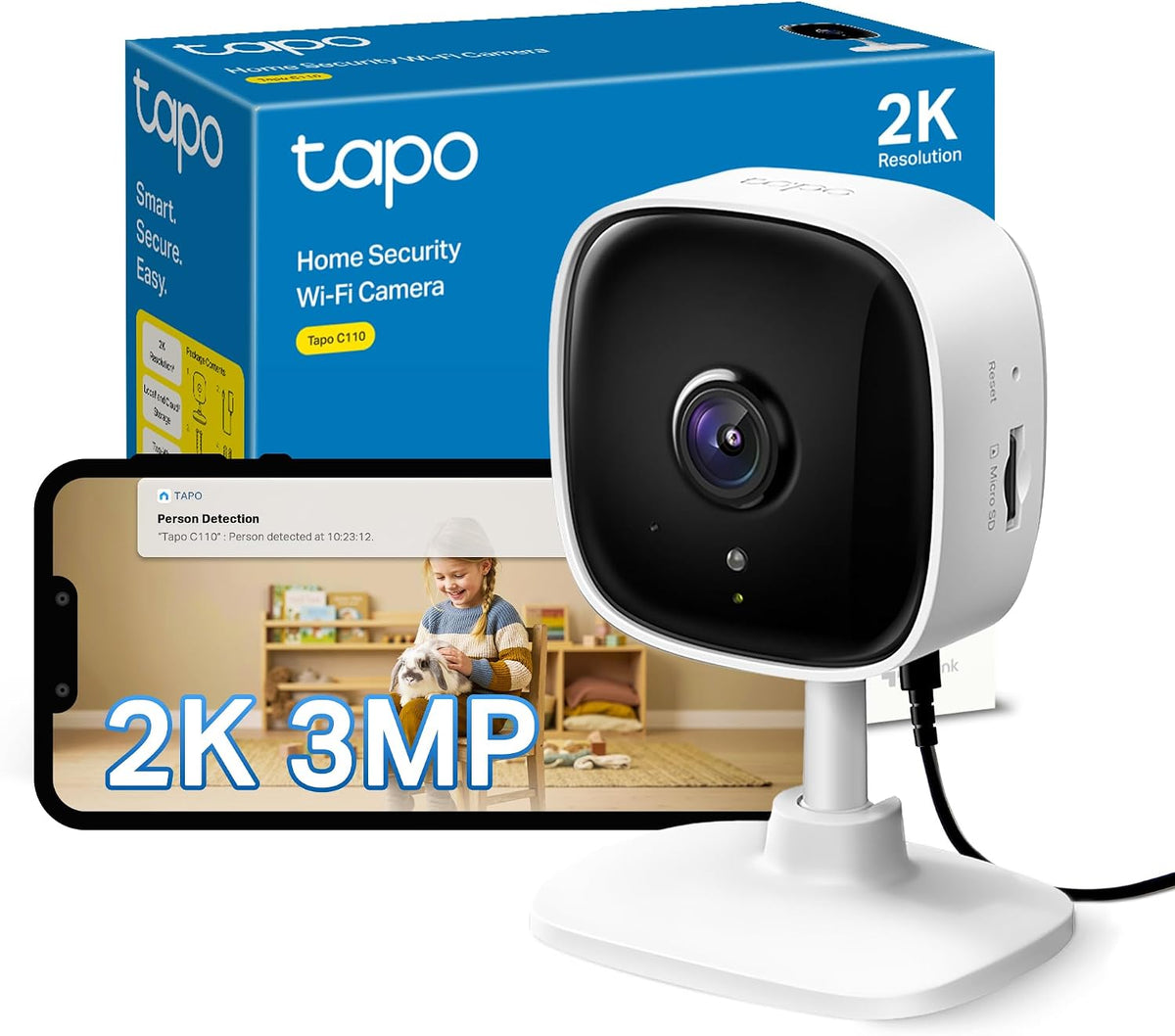 Tapo C110 2K 3MP Indoor Security Camera Pet Camera Dog Camera