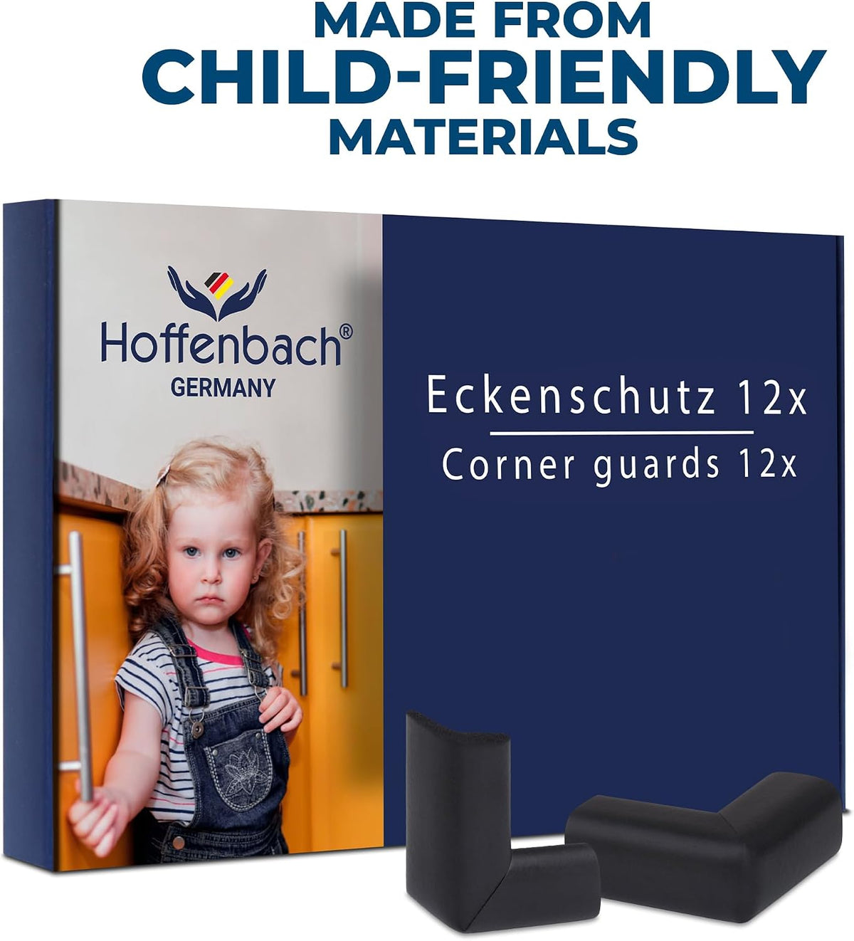 Hoffenbach 12x Baby Corner Protectors – Soft Foam Edge Guard for Kids – Self-Adhesive Bumpers for Child Safety, Furniture, Desks, Tables – Safe & Durable – Black