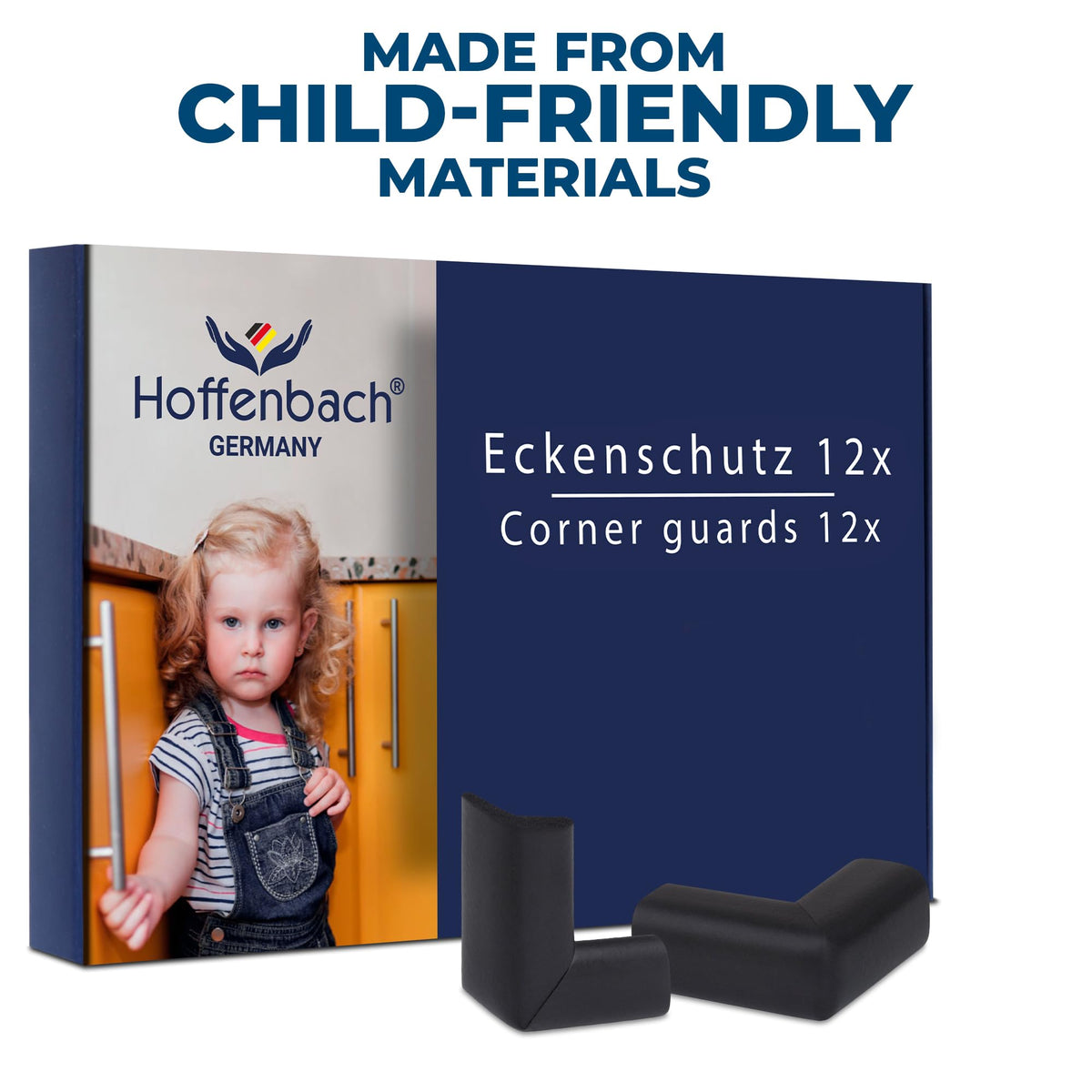 Hoffenbach 12x Baby Corner Protectors – Soft Foam Edge Guard for Kids – Self-Adhesive Bumpers for Child Safety, Furniture, Desks, Tables – Safe & Durable – Black