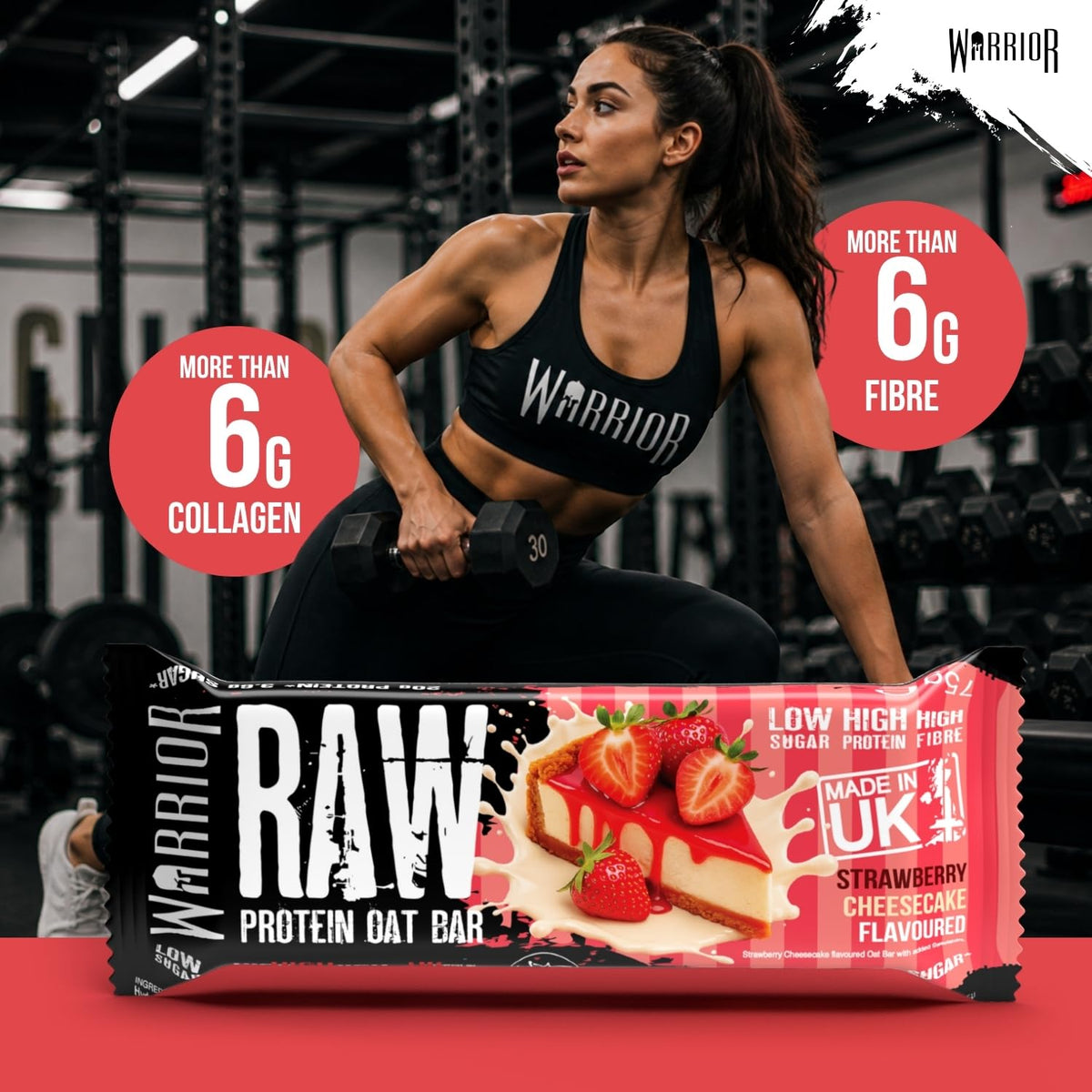 Warrior RAW Protein Bars 12 x 75g High Protein Oat Flapjack Snack