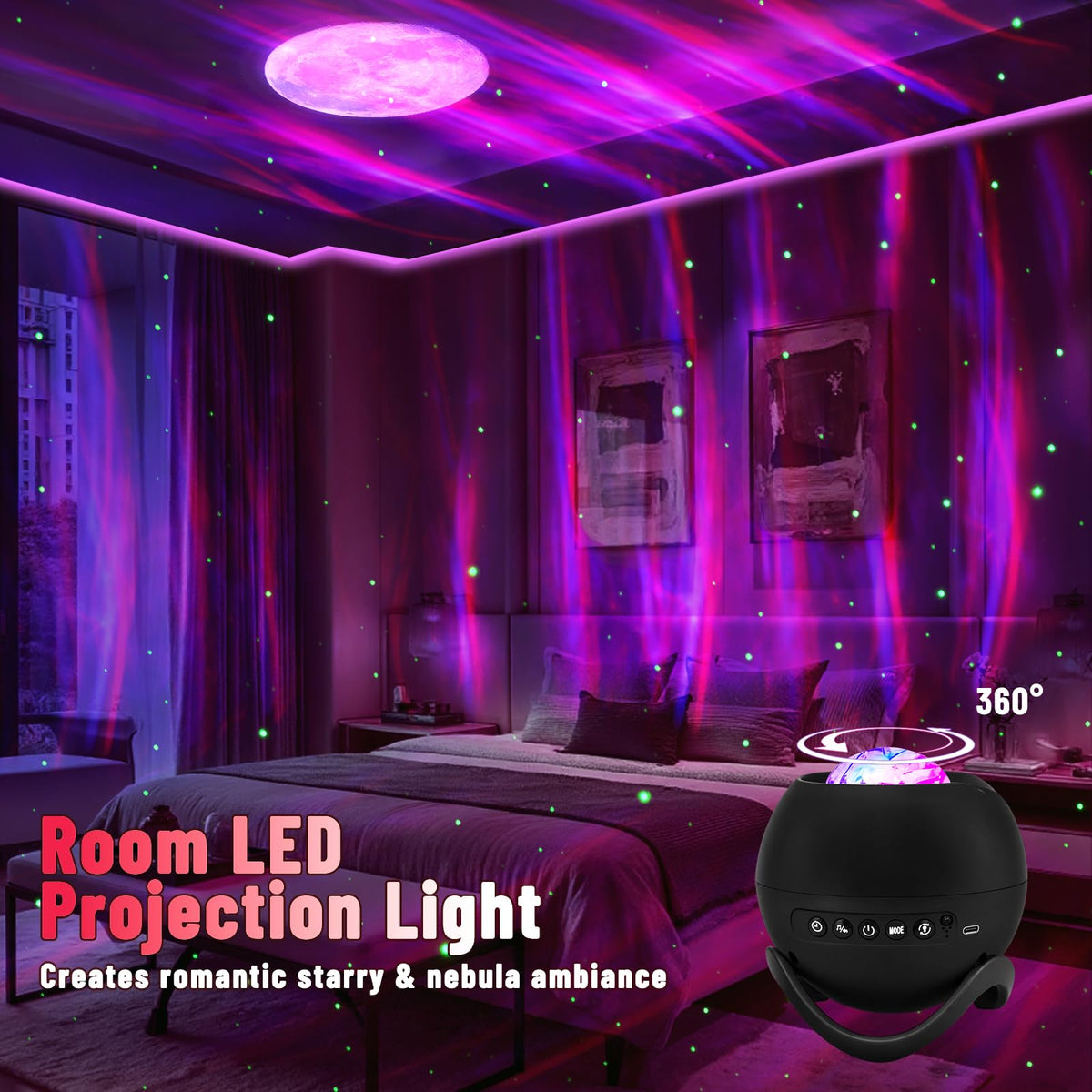 CAIYUE Star Projector Galaxy Projector, Exquisite Nebula Night Light Projector, Ocean Wave Galaxy Light with Remote Control,with Adjustable Speed and Brightness, Adults, Bedroom,Party