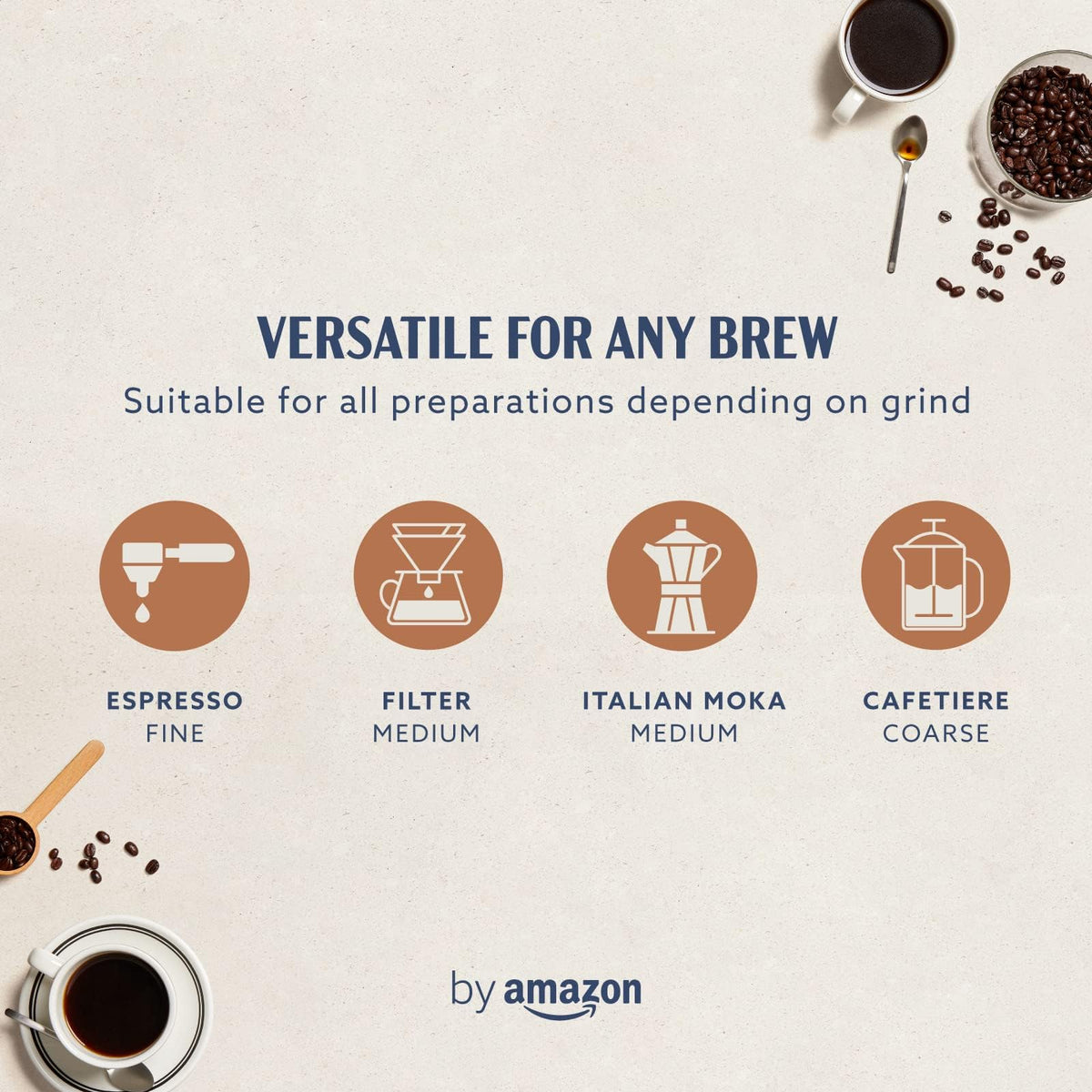 by Amazon Espresso Crema Coffee Beans, Light Roast, 1kg (2 Packs of 500g), Rainforest Alliance Certified