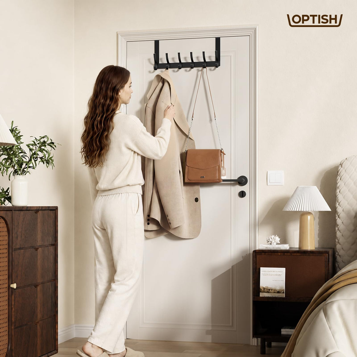 Optish Over The Door Hooks, Heavy Duty 12 Hooks Over Door Hanger Hook Black