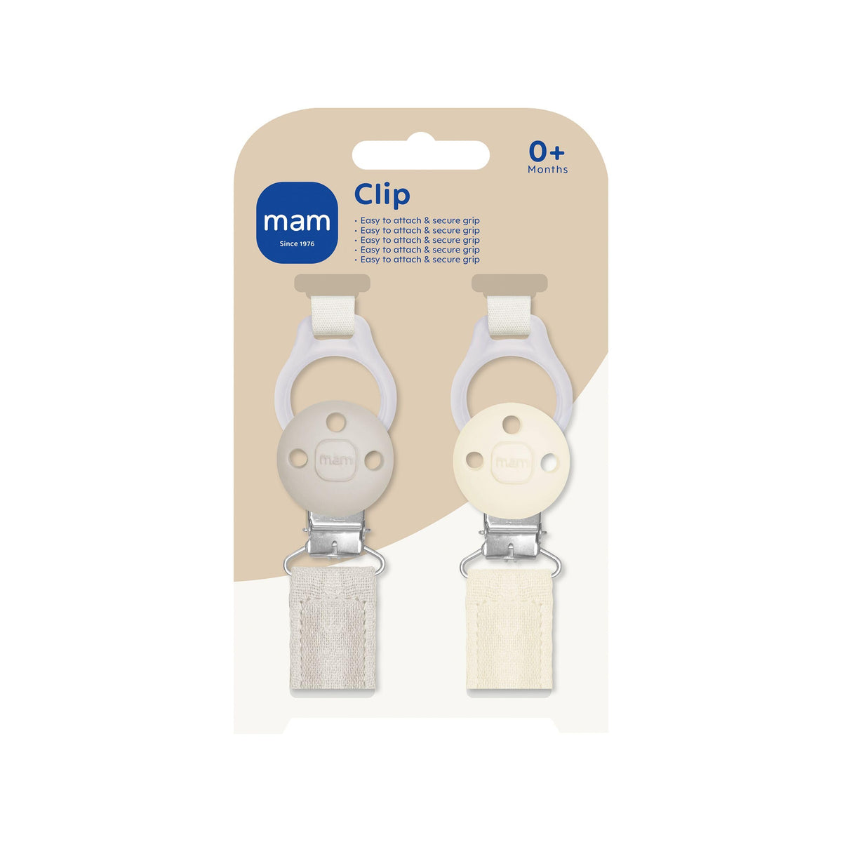 MAM Dummy Clip | 2 Pack | Baby Soother Clips Fit All MAM Soothers | Adjustable Length and Lightweight Design | Baby Accessories | Pink | Dummies Not Included
