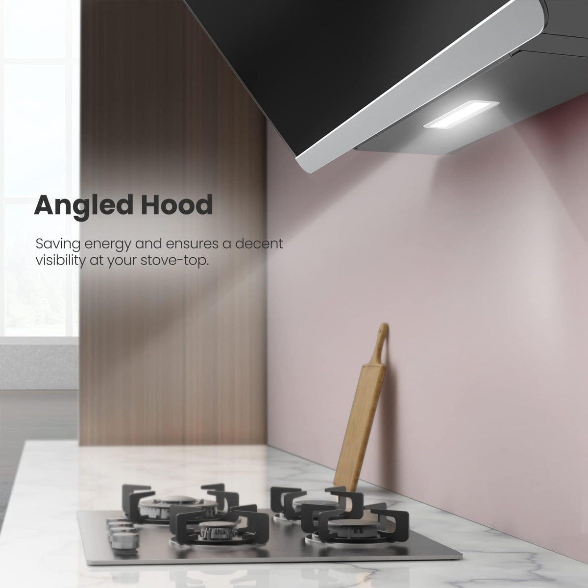 COMFEE' 60cm Angled Cooker Hood, A++, Wall Mounted, Black