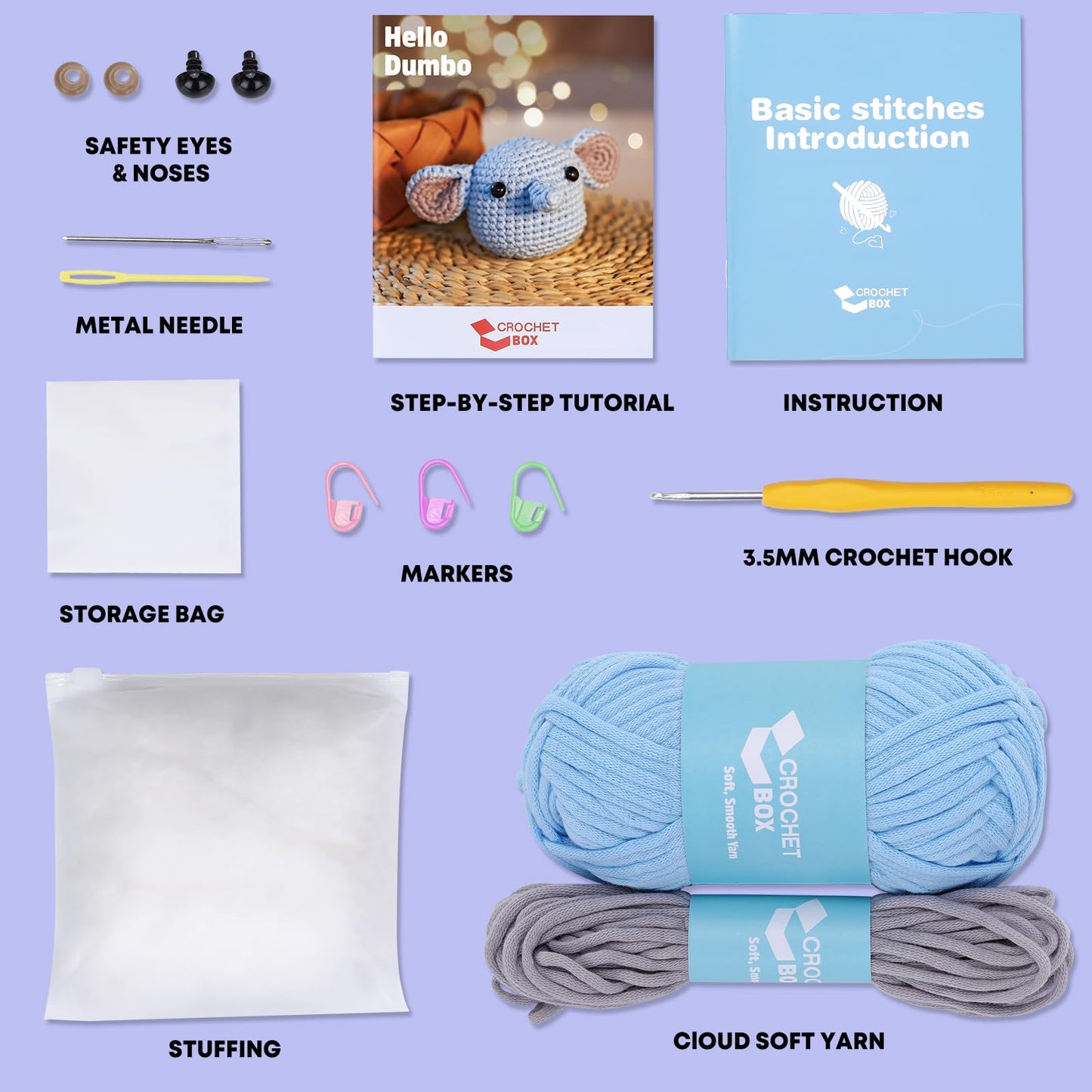 CROCHET BOX Complete Crochet Kit for Beginners - Highland Cow Crochet Kit, Include Video Tutorial, Instruction, Soft Yarn, Birthday Gift for Adults.