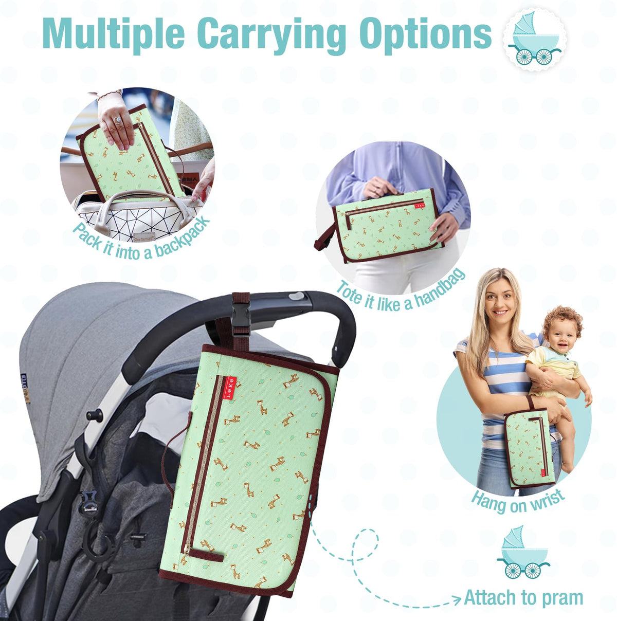 Lekebaby Portable Nappy Changing Mat Travel Baby Change Mat