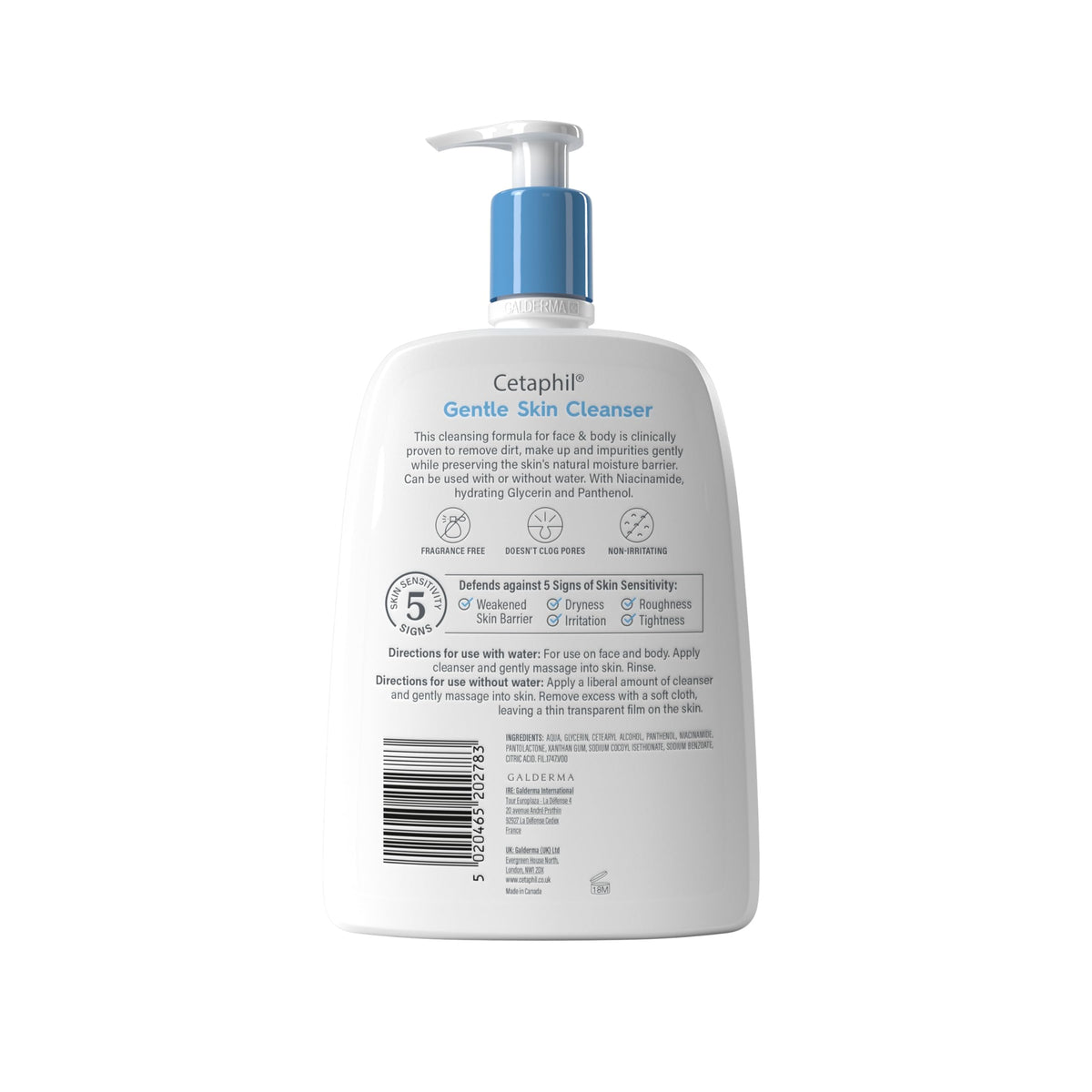 Cetaphil Gentle Skin Cleanser, 473ml, Face & Body Wash, For Normal To Dry Sensitive Skin, With Niacinamide & Glycerin, Soap Free, Packaging May Vary