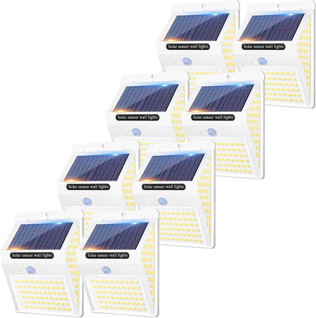 litogo [4 Pack White Frame 140LED Solar Security Lights Outdoor, Solar Motion Sensor Lights 270ºWide Angle Waterproof Solar Powered Durable Wall Lights Outside 3 Modes