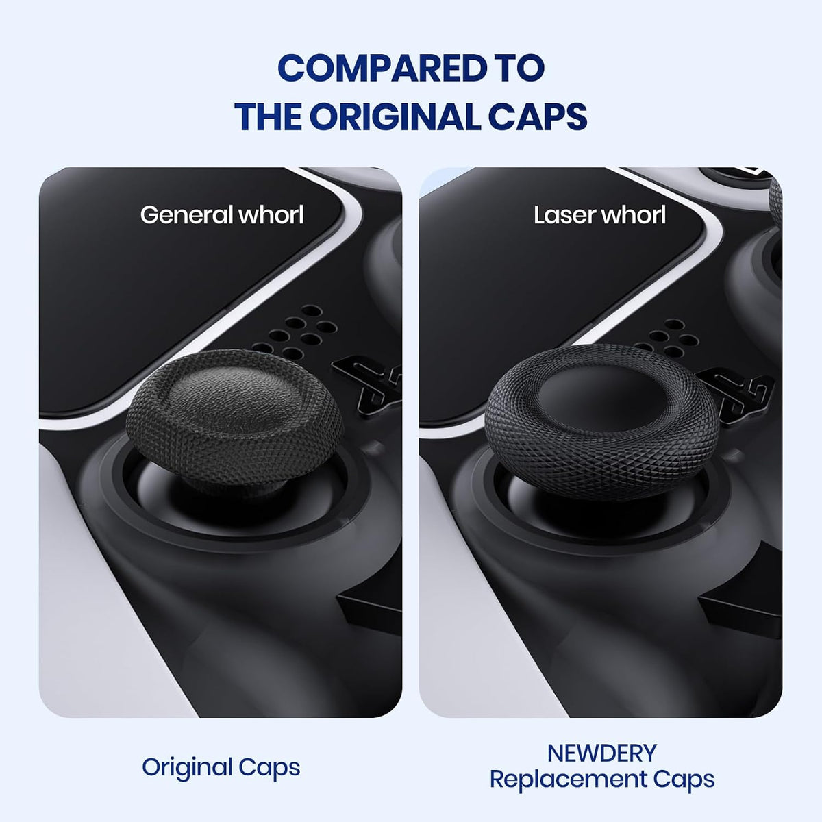 NEWDERY Joystick Replacement Grip Caps for PS5/PS4 Controller