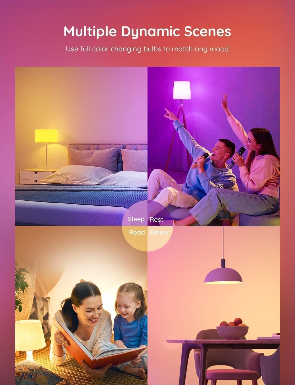 Govee RGBWW B22 Smart Bulb, 800LM, Music Sync, 54 Scenes, 2 Packs