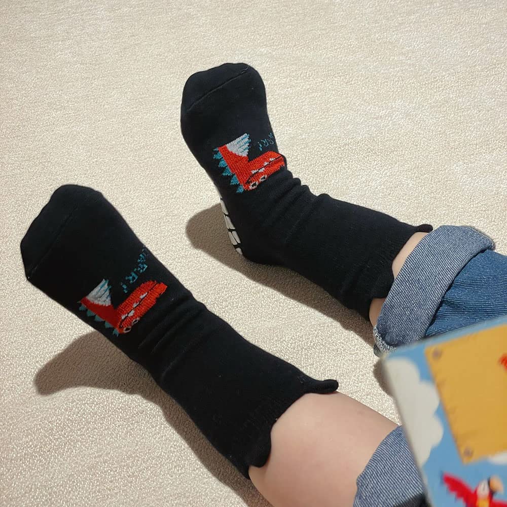 FedMois 5 Pairs Baby Kids Anti-slip Socks Cotton non skid Ankle Socks Animals