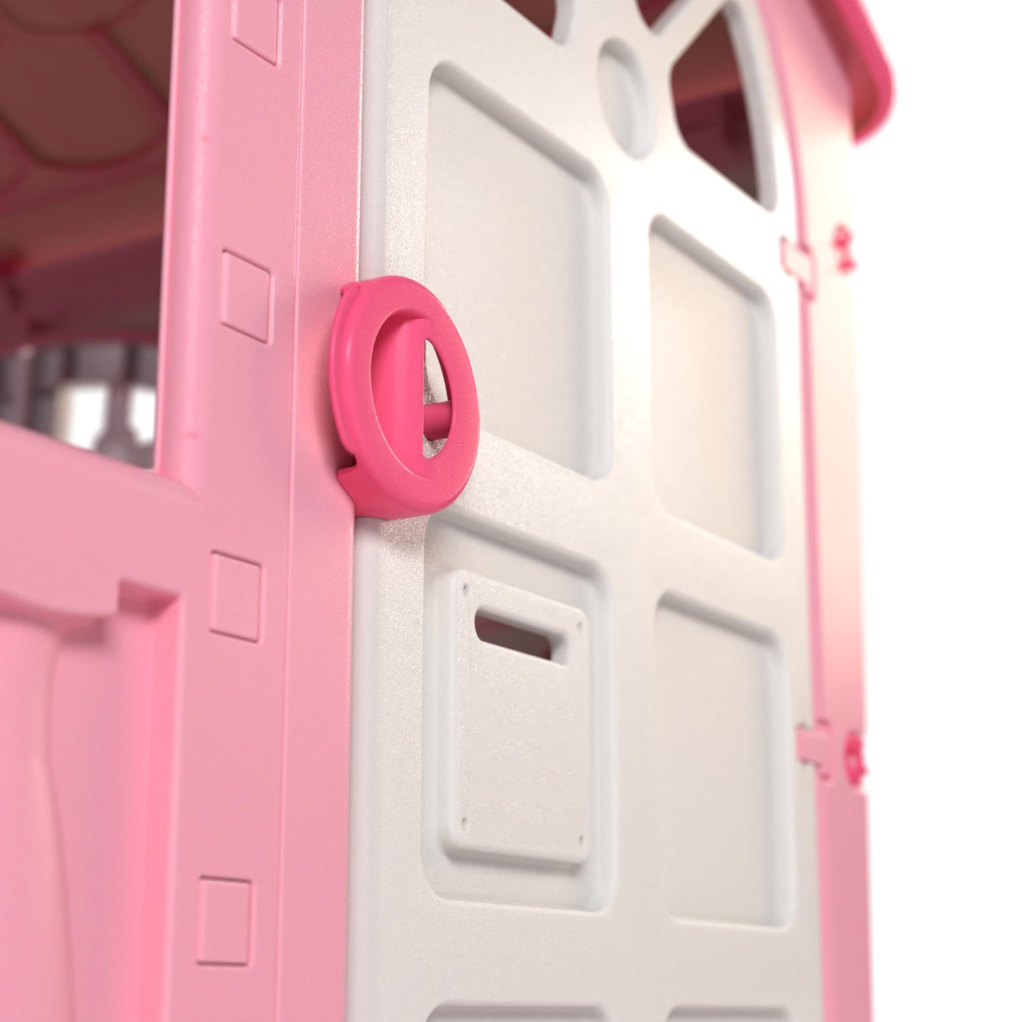House of Fun Playhouse for Kids - Indoor and Outdoor - Work Door and Windows - Pink and White Candy Yarn - Children Ages 2+