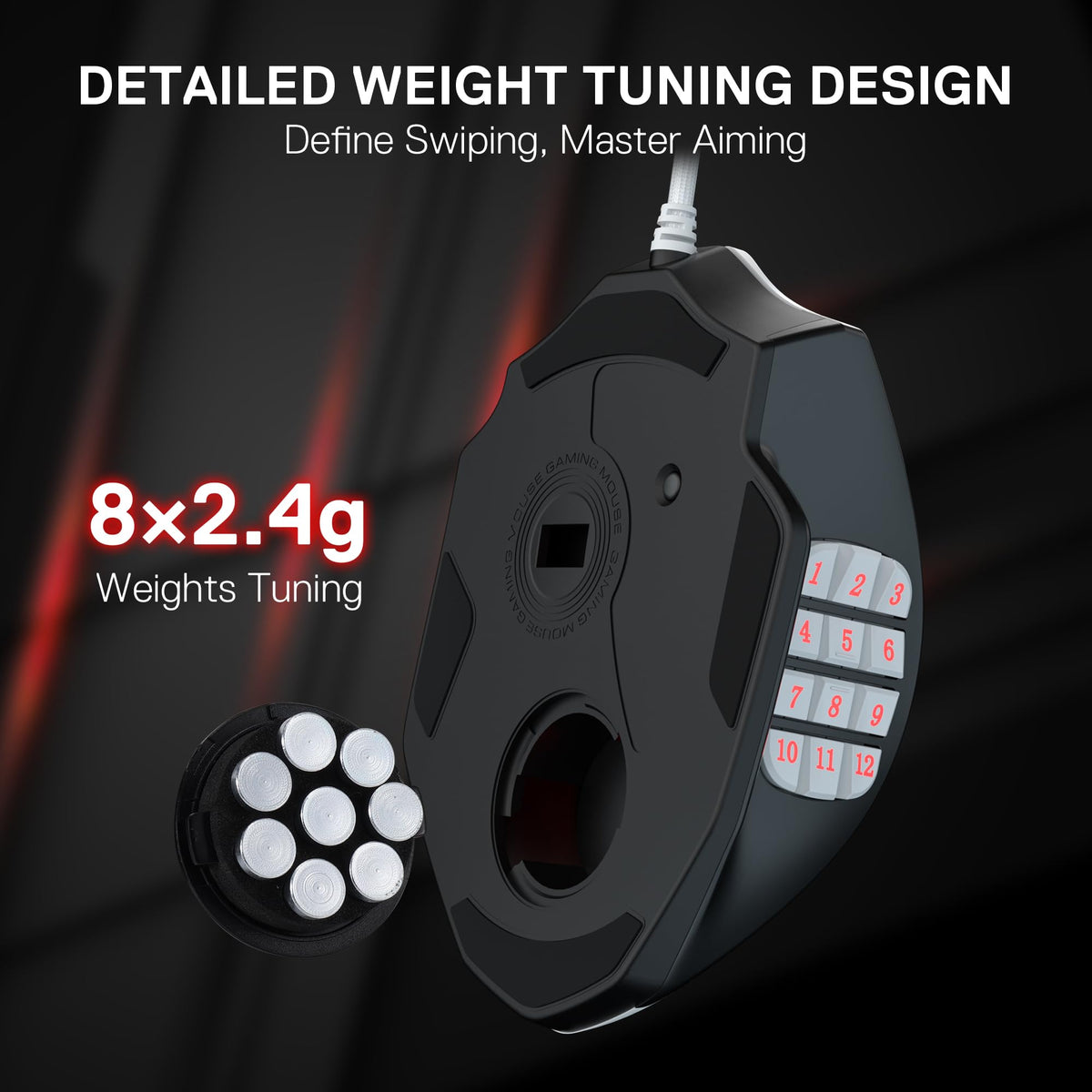 Redragon M908 Impact RGB LED MMO Gaming Mouse With 12 Side Buttons, Optical Wired Ergonomic Mouse with Max 12,400DPI, High Precision, 18 Programmable Macro Shortcuts, Comfort Grip