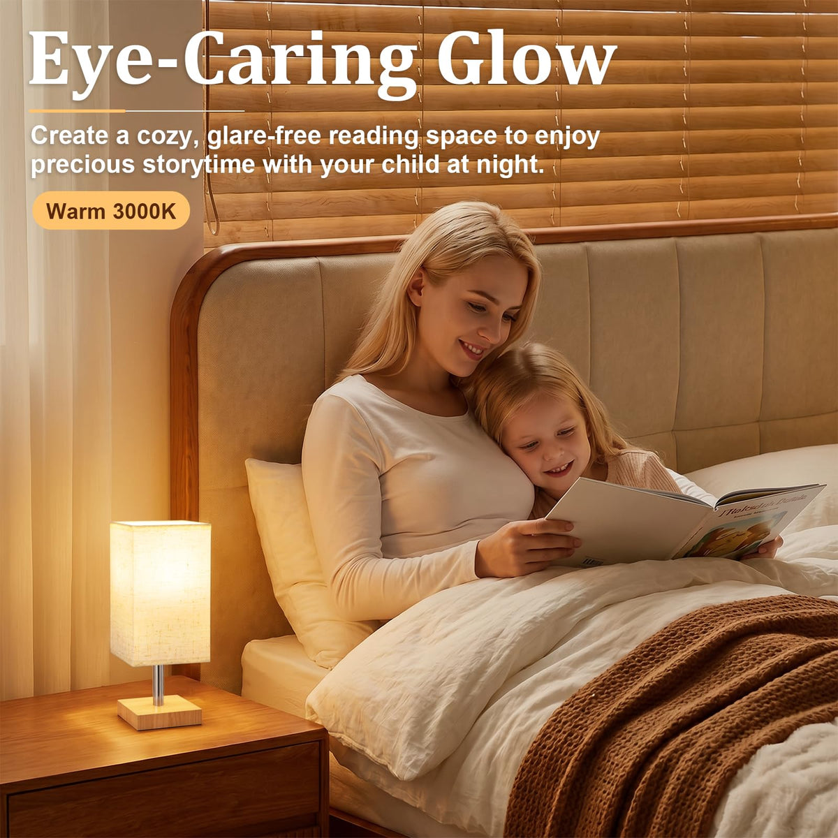 White Table Lamp for Bedroom, Small Bed Lamp with for Bedroom, Silver Base(Bulb Included)