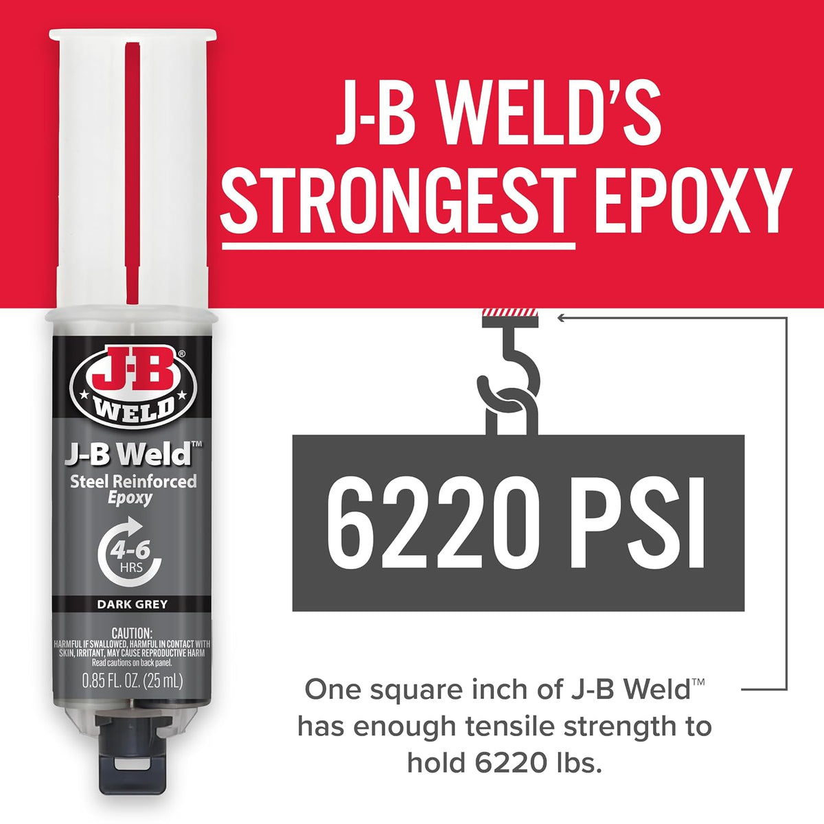 J-B Weld™ Syringe Original Cold-Weld™ Two-Part Epoxy System, Ultra-Fast Setting Time, High Strength, Suitable for All Metals and Other Materials, Dark Grey 25ml