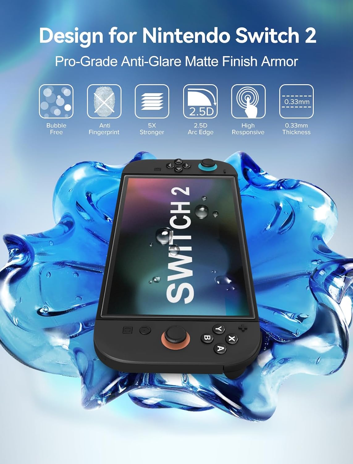 ivoler [4-Pack for Switch 2 Screen Protector with Alignment Frame Tool, 30-second installation- Bubble-Free Application - 9H Hardness -Tempered Glass Protection Film for Nintendo Switch 2 Model 2025