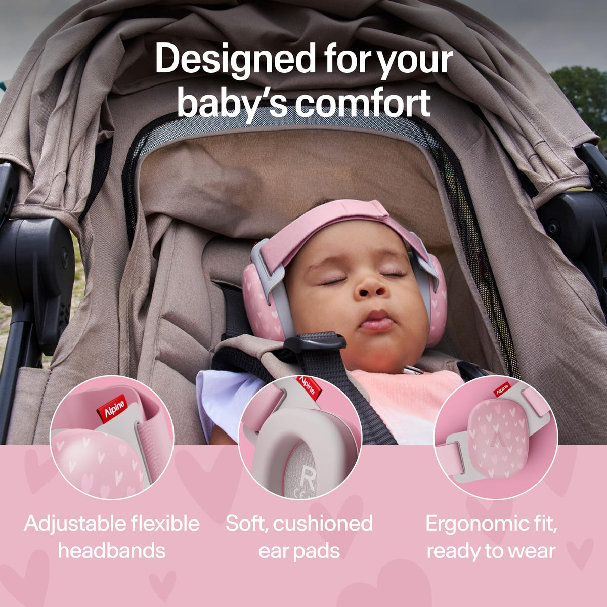 Alpine Muffy Baby Comfort Ear Defenders, Adjustable up to 48 months, Green
