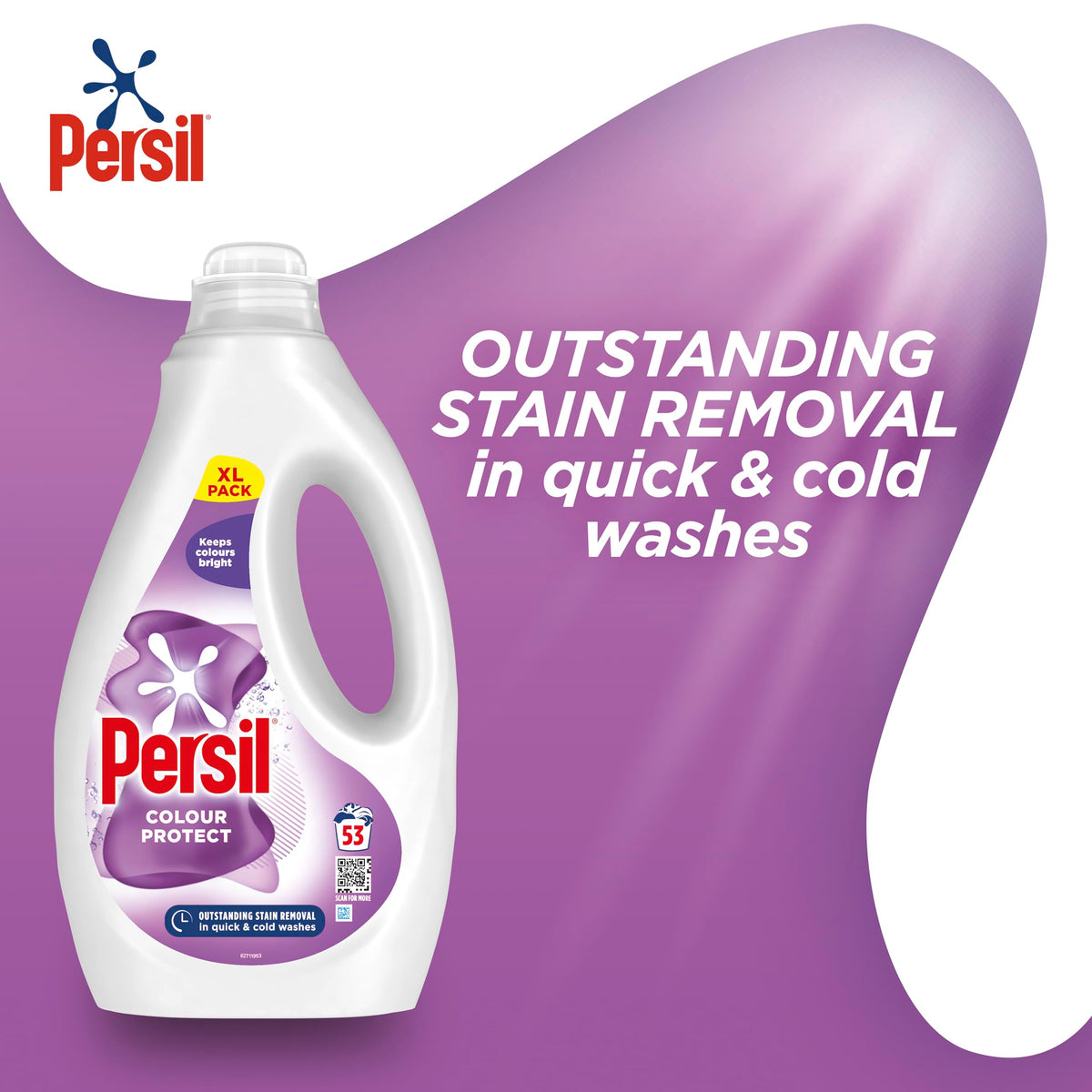 Persil Colour Laundry Washing Liquid Detergent keeps colours bright outstanding stain removal in quick & cold washes 53 washes (1.431 L)