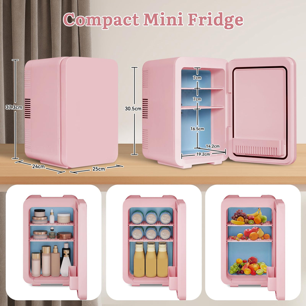 ARTETHYS Mini Fridge for Bedrooms, 10L Small Car Fridge, White