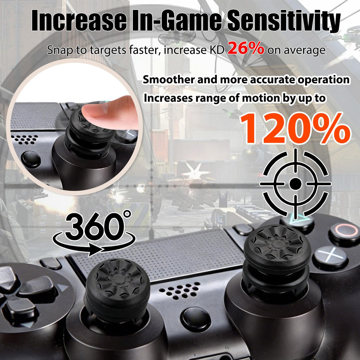 FPS White Thumb Grips for PS4 PS5 Controller Thumbsticks Thumb Stick