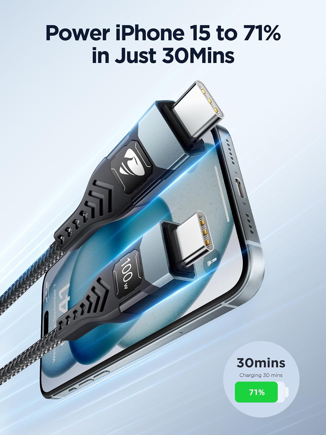 USB C to USB C, 100W 5A Fast Charging Cable [2Pack/2M] USB Type C Charger Fast Charge Lead Usbc to Usbc Cable for iPhone 15 16 17 Pro Max Plus iPad Pro MacBook Samsung Galaxy S23 S22 S24 S25 Ultra etc