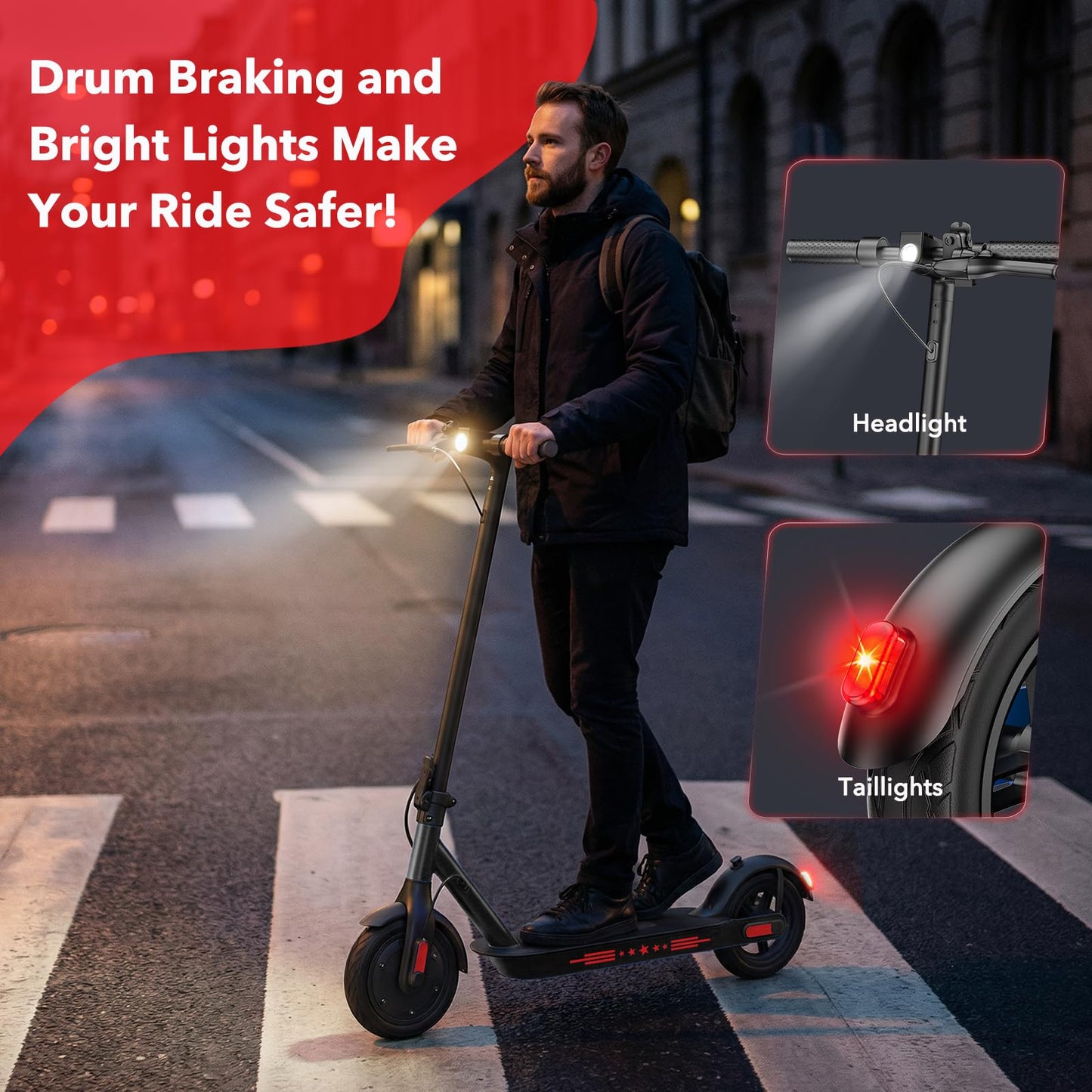 Zephyride V8 Electric Scooter — 350W, 25 km/h, 28-35 km Range, Smart App | UL-2272 Certified