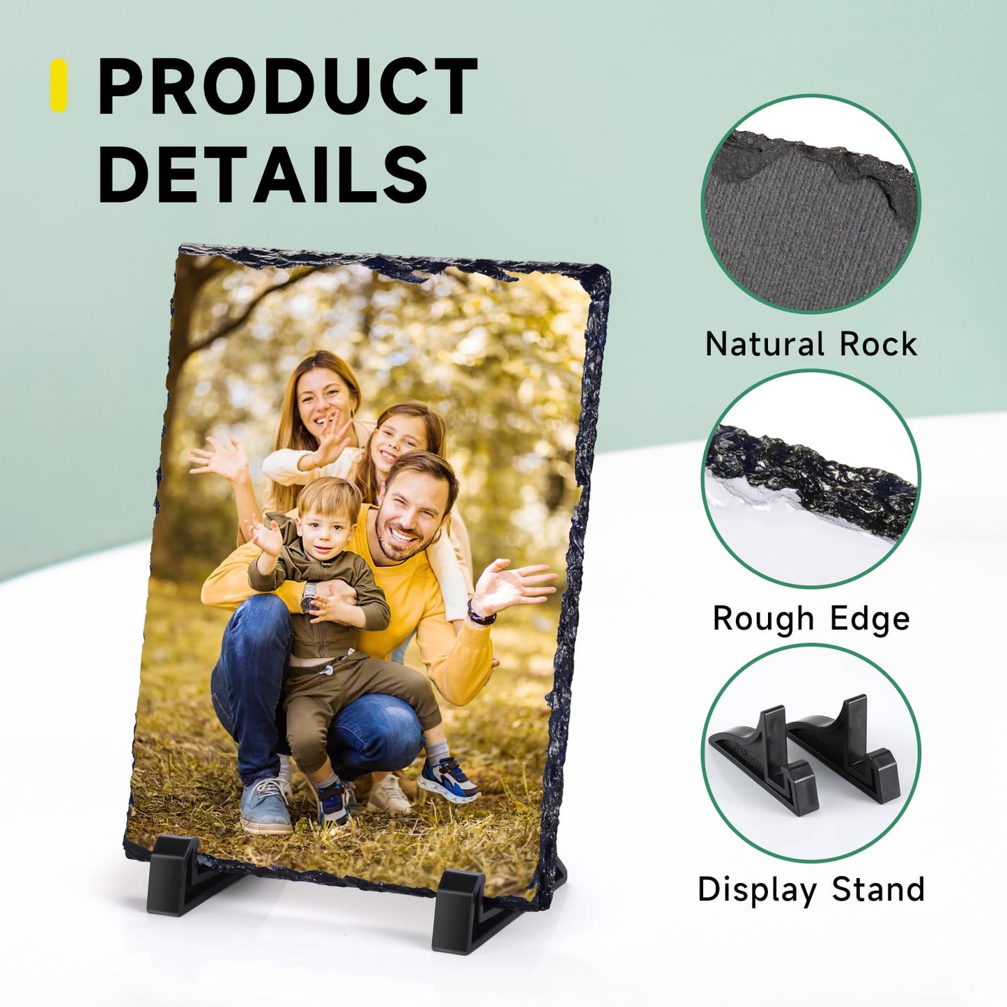 Personalised Memorial Plaque, Custom Rock Slate Frame with Photo Text, Customised Memorial Gifts for Loss of Loved One, Cemetery Decorations for Grave