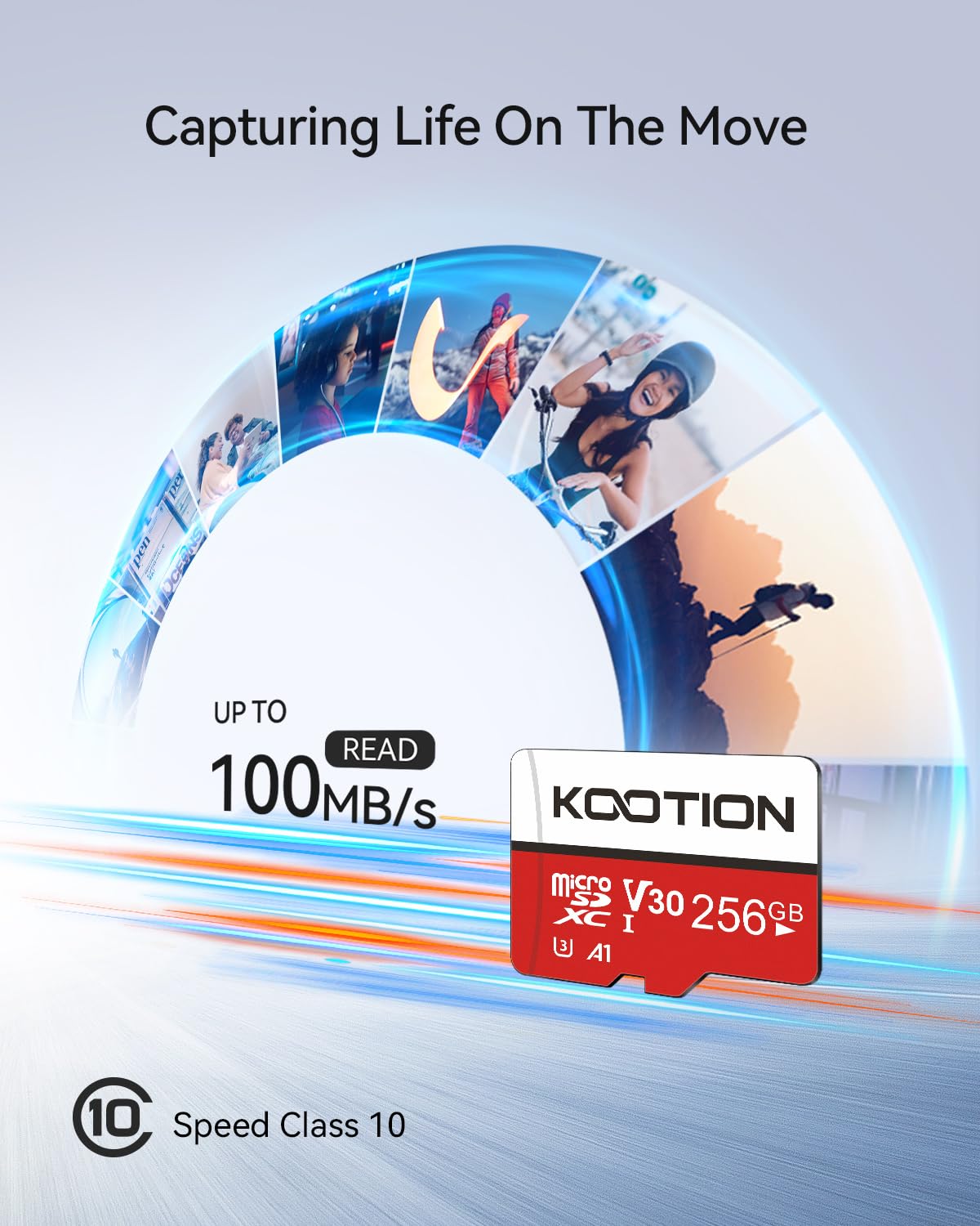 KOOTION 64GB Micro SD Card, UHD Video for GoPro, Action Camera, Drone, Smartphone, R/W up to 80/20MB/s MicroSDXC Memory Card UHS-I U1 Class 10