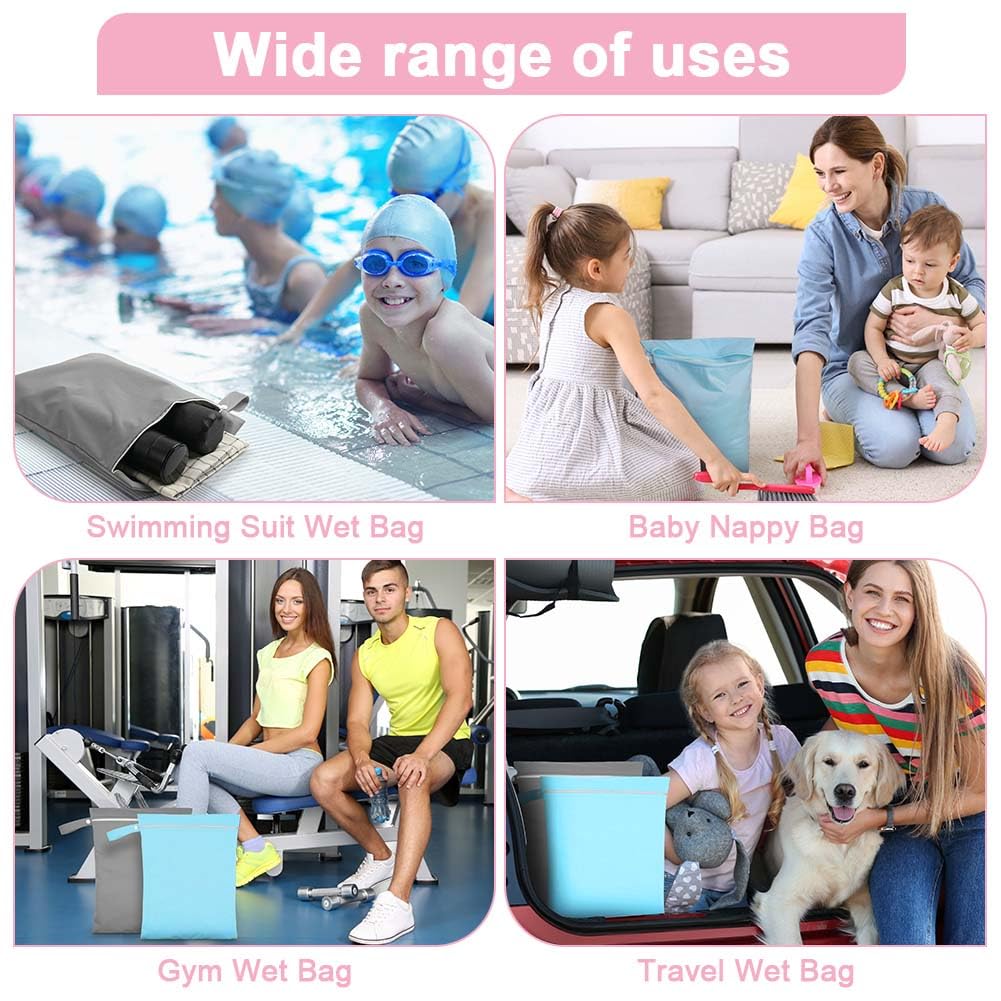 2PCS Wet Bags for Baby Items, Wet Swimsuits, Beach, Camping(Black)